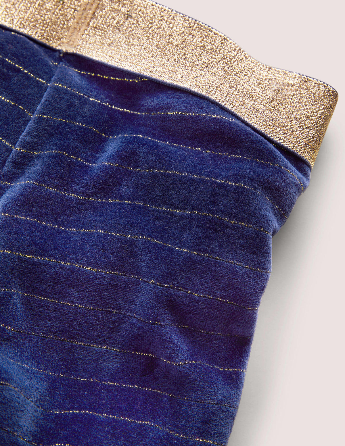 Sparkle Waist Velvet Leggings-Starboard Blue/Gold - Image 3