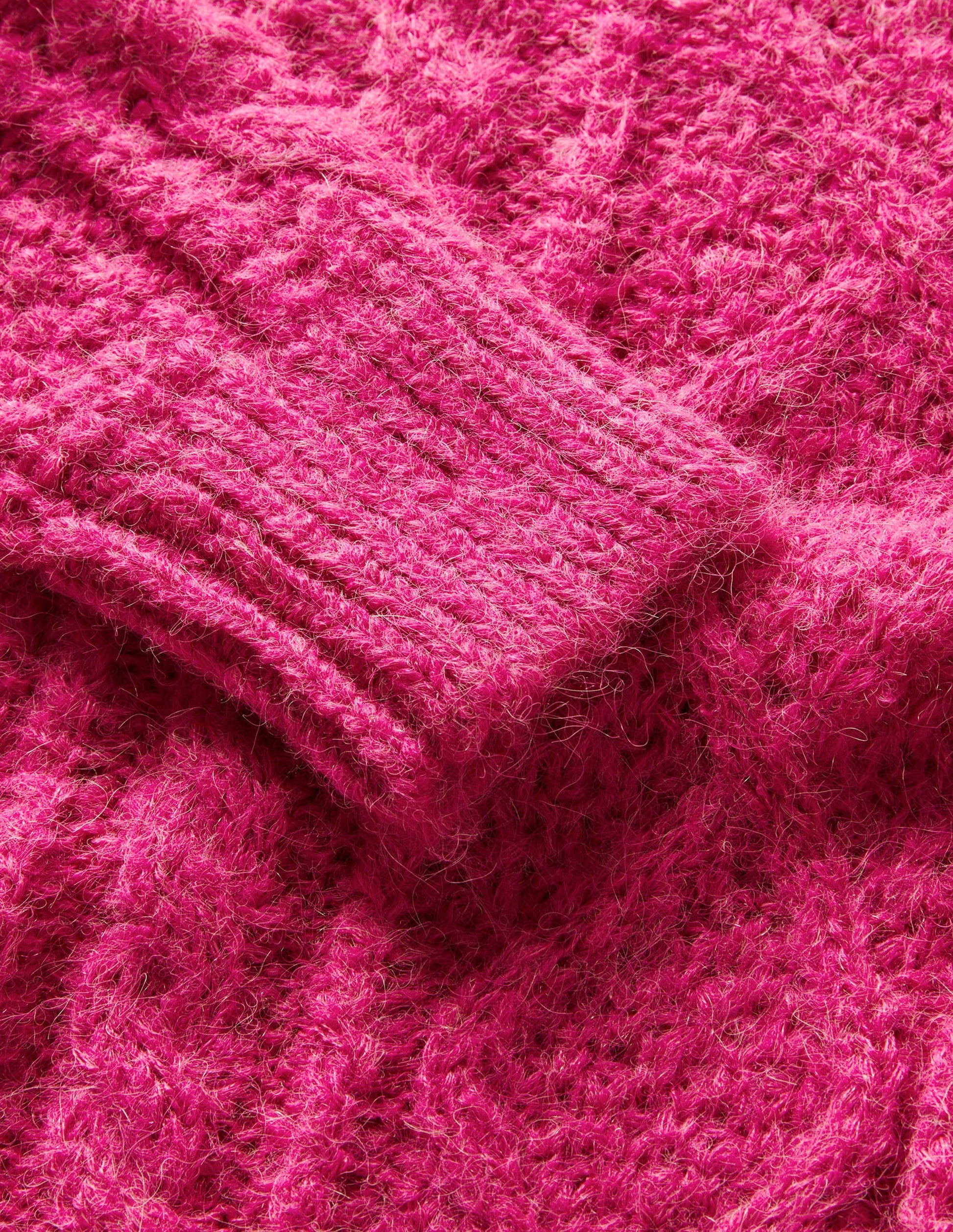 Chunky Cable Roll Neck Sweater-Shocking Pink Cable-3