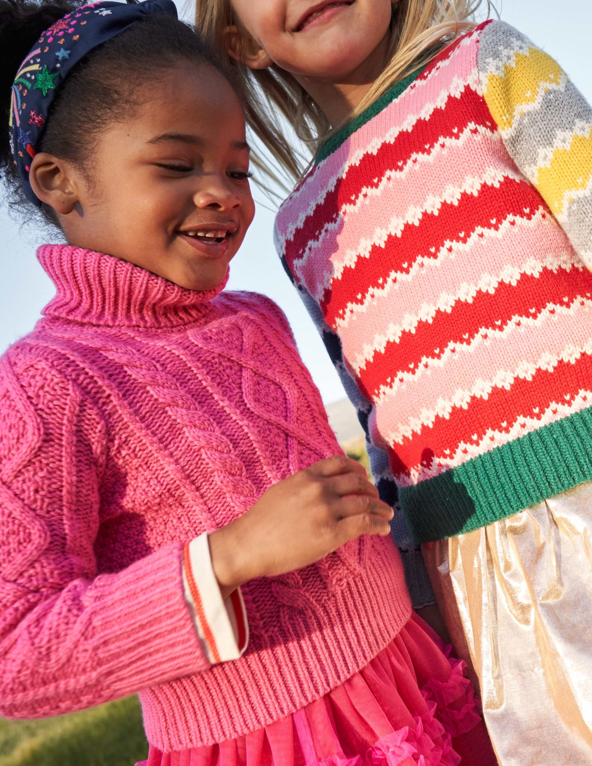Chunky Cable Roll Neck Sweater-Shocking Pink Cable - Image 7