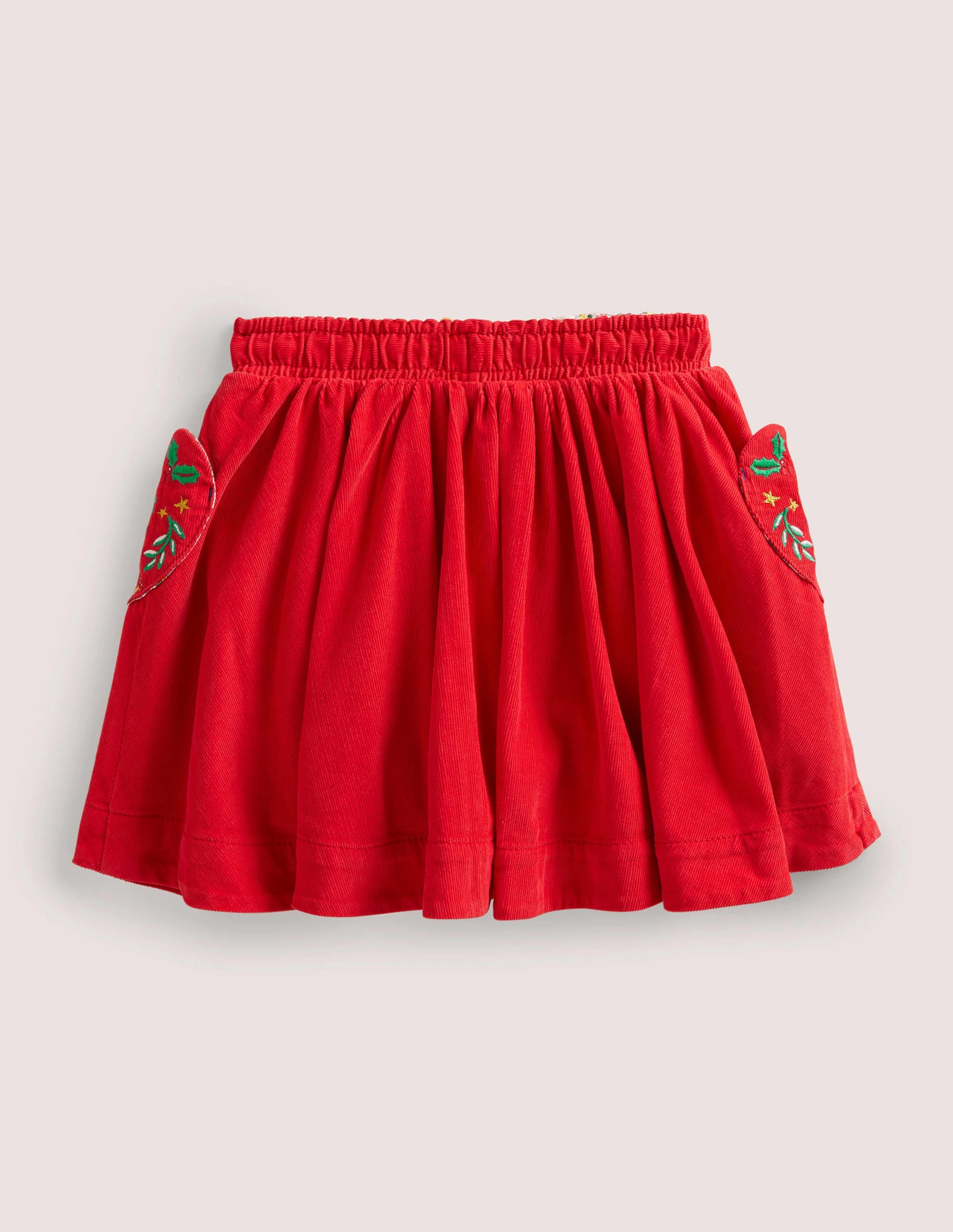 Embroidered Woven Twirly Skirt-Rockabilly Red Embroidery - Image 2
