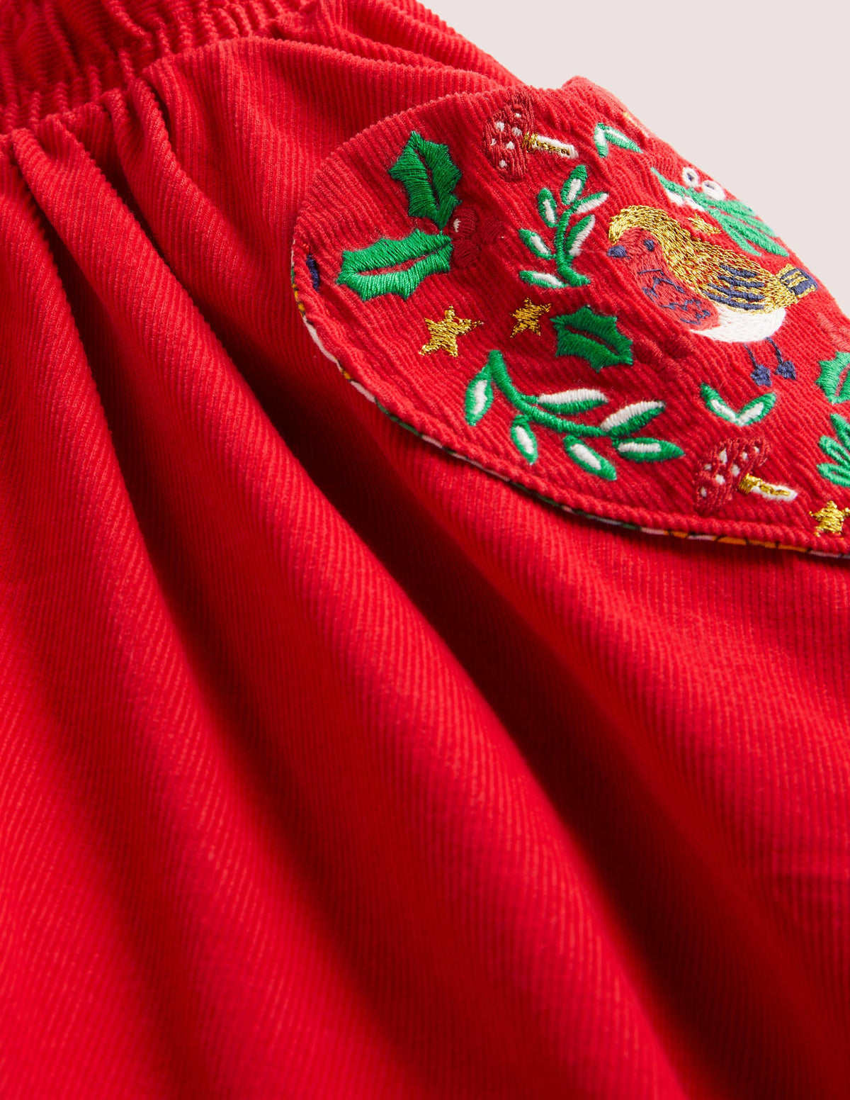 Embroidered Woven Twirly Skirt-Rockabilly Red Embroidery - Image 3