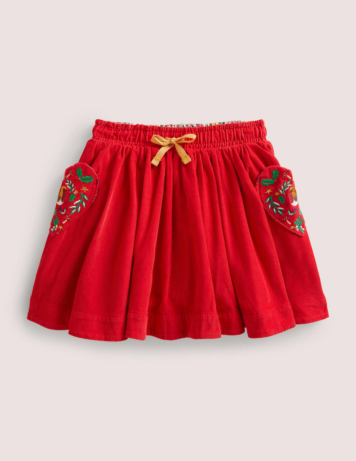 Embroidered Woven Twirly Skirt-Rockabilly Red Embroidery - Image 1