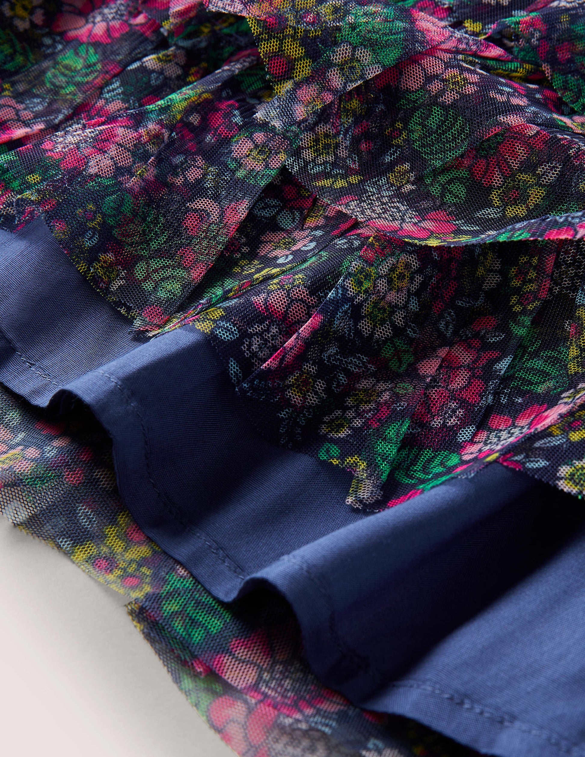 Tulle Midi Skirt-Starboard Blue Vintage Floral-3
