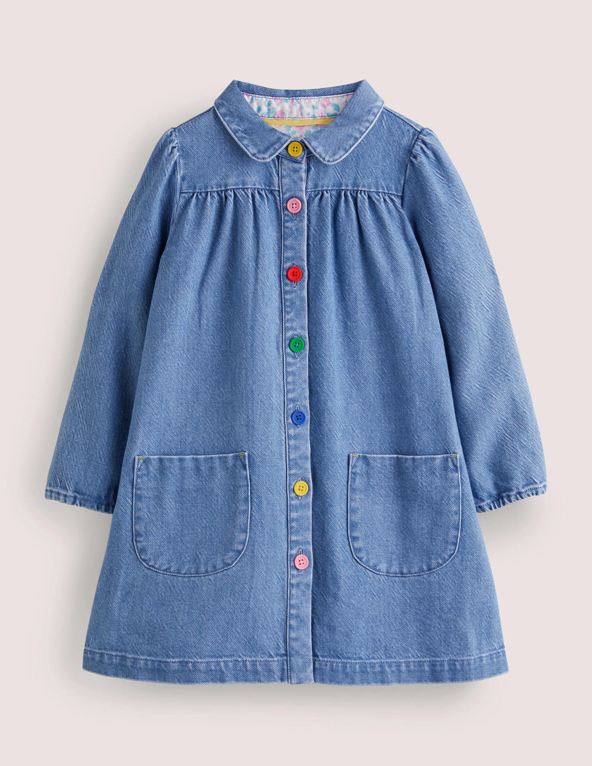 Collared Woven Dress-Chambray-1