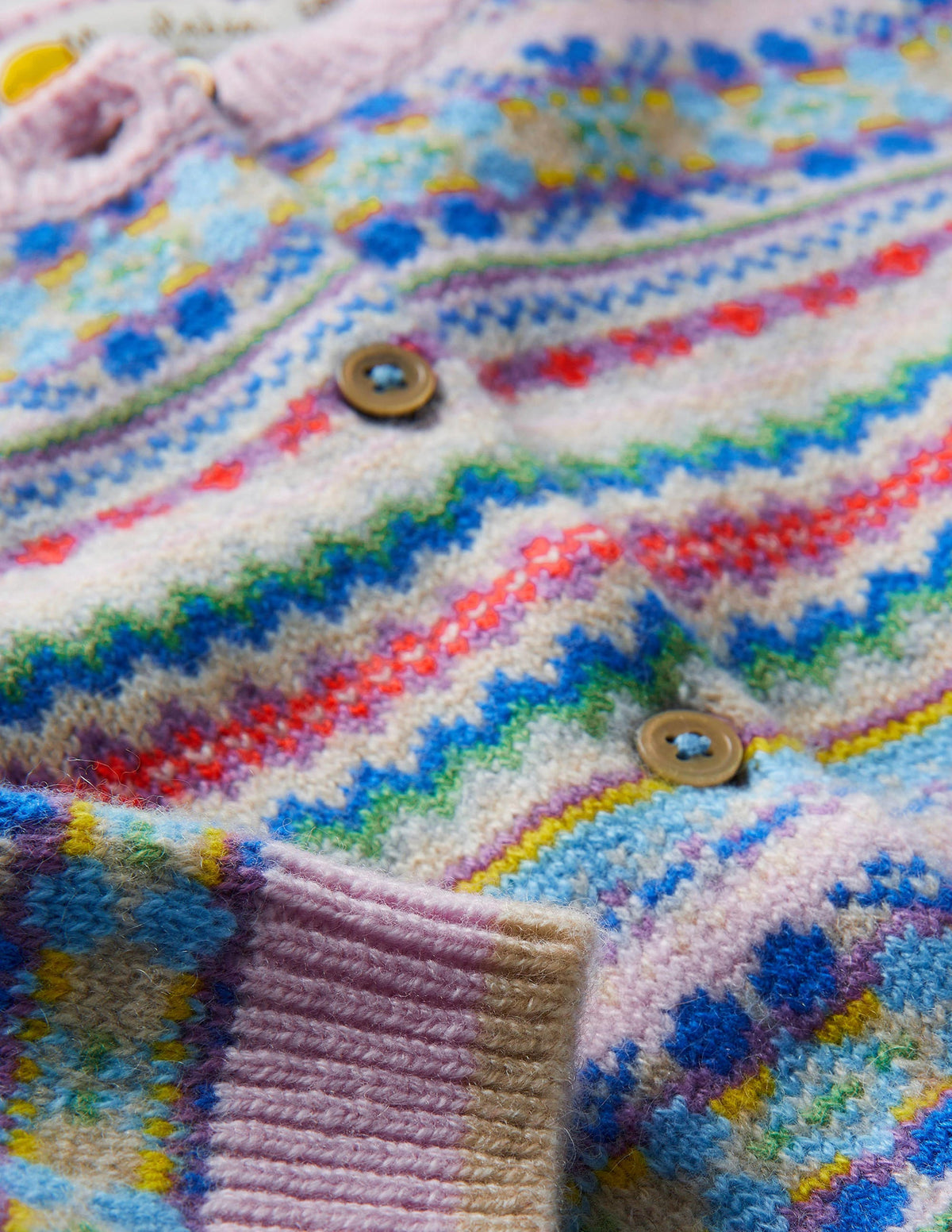 Pink Fair Isle Cashmere Cardigan-Boto Pink, Multi Fair Isle - Image 3