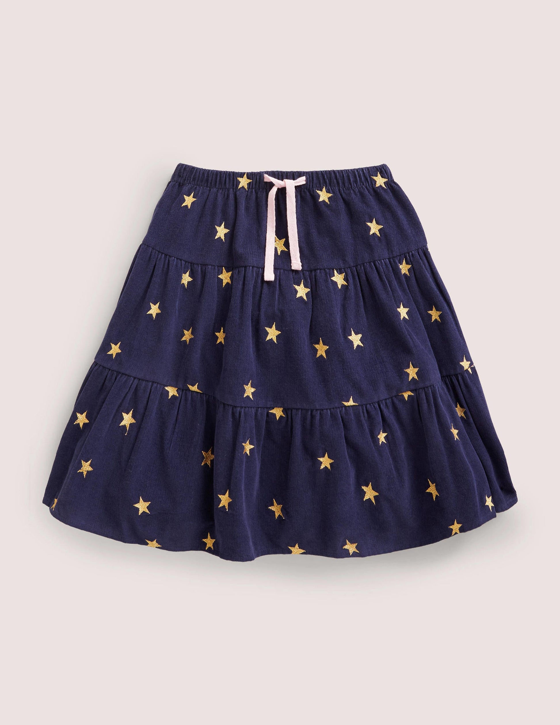 Embroidered Twirly Midi Skirt-College Navy Stars-1