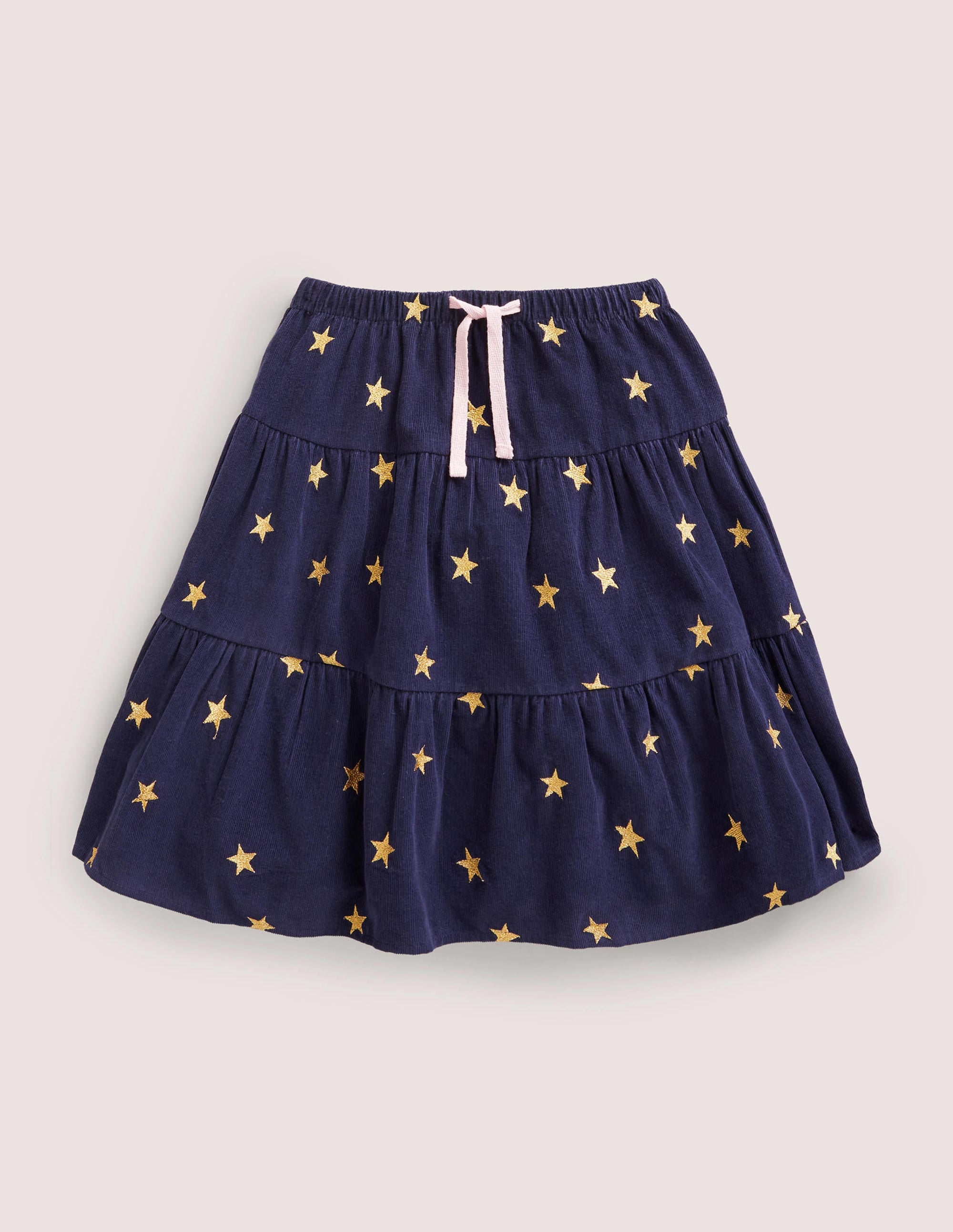 Embroidered Twirly Midi Skirt-College Navy Stars - Image 1