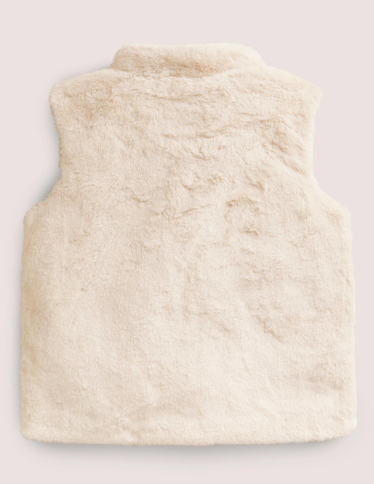 White Faux Fur Gilet with Cat Pockets-Oatmeal - Image 2