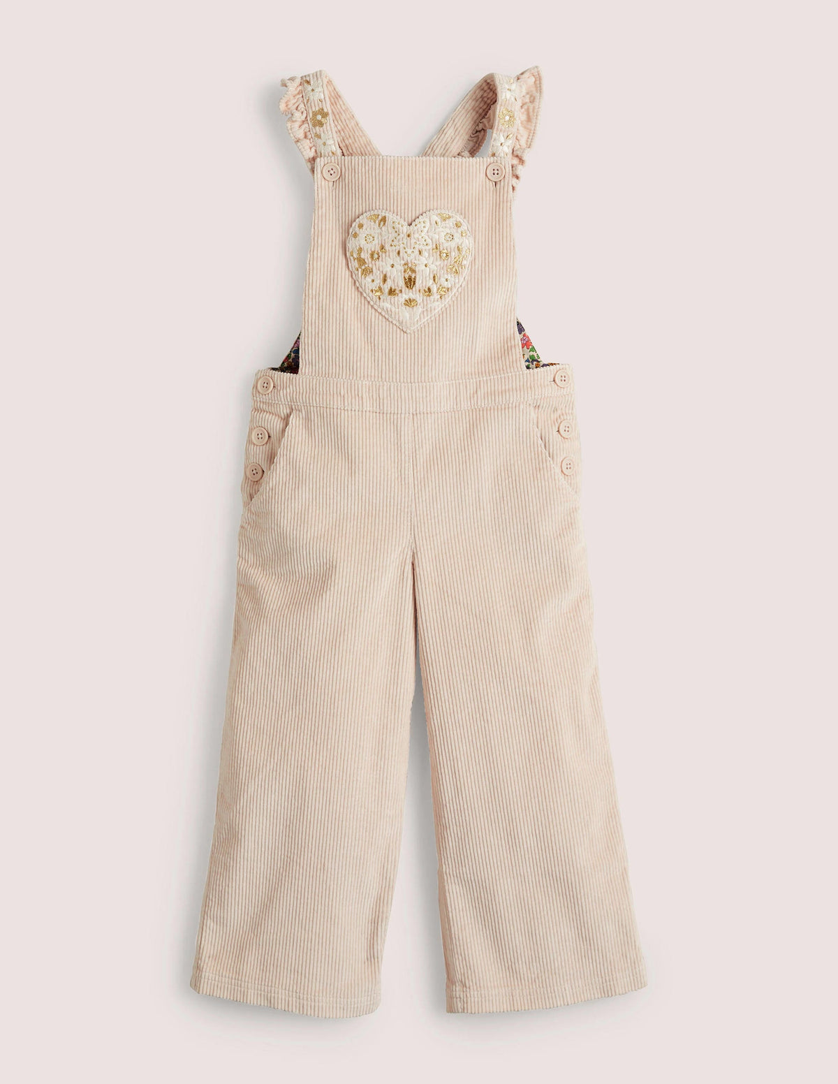 Frill Strap Cord Overalls-Sandpipper Pink - Image 1
