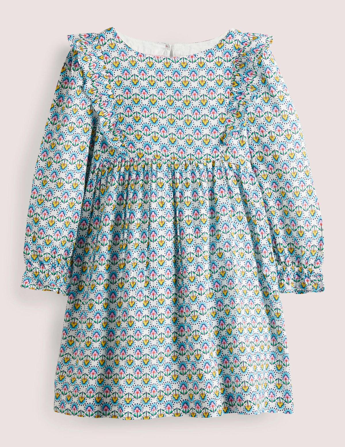Frill Tiered Woven Dress-ivory pretty bud - Image 1