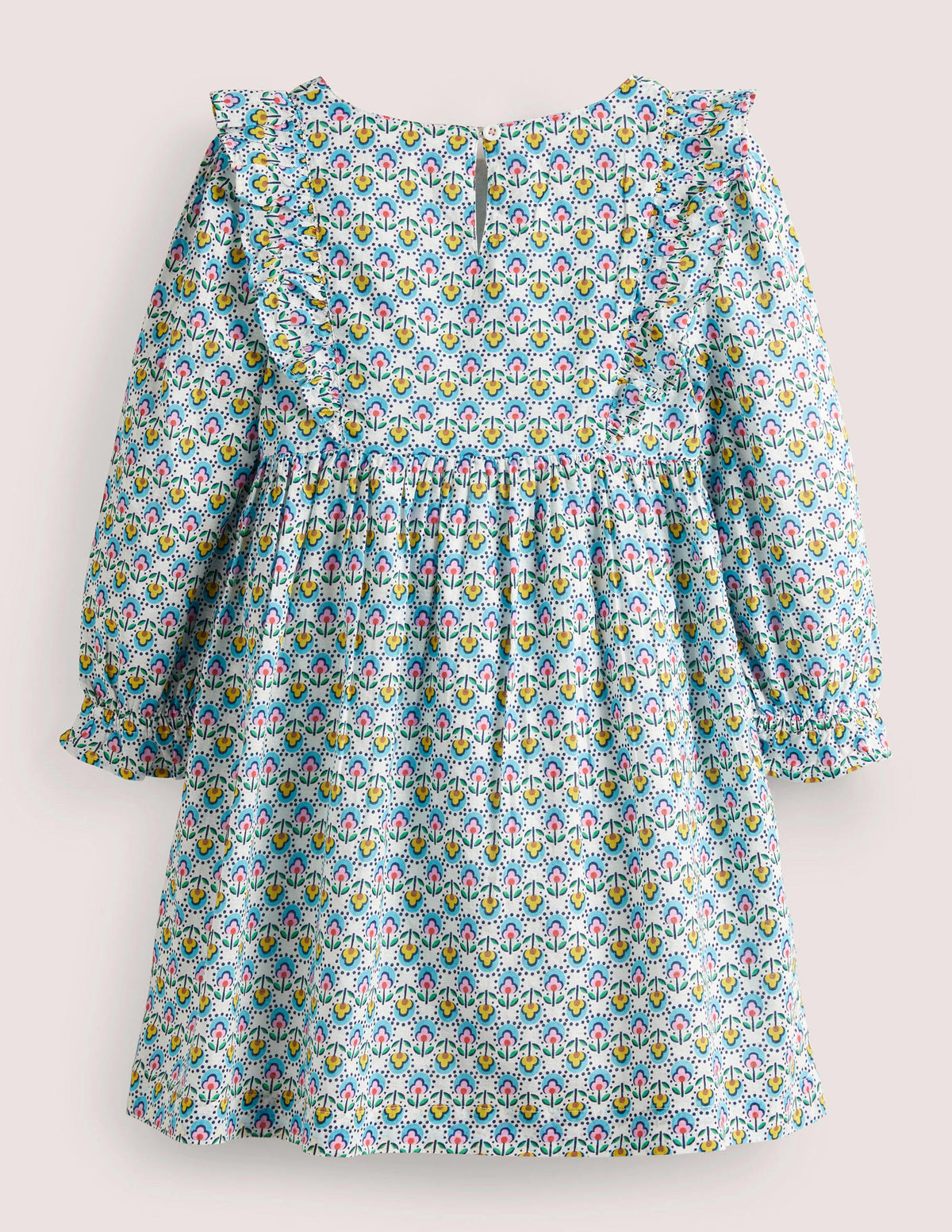 Frill Tiered Woven Dress-ivory pretty bud-2