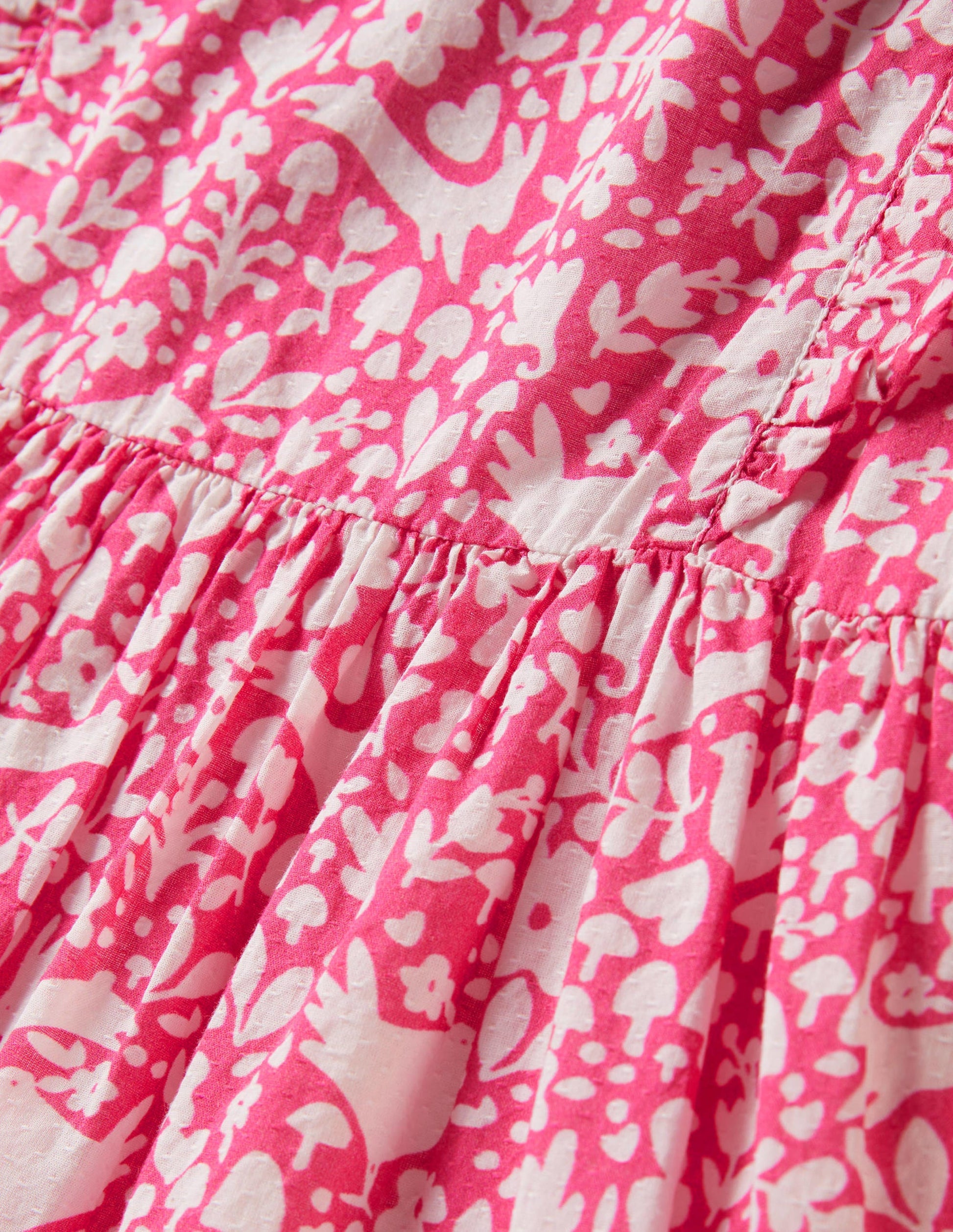 Frill Tiered Woven Dress-Pink Woodland Toile-3