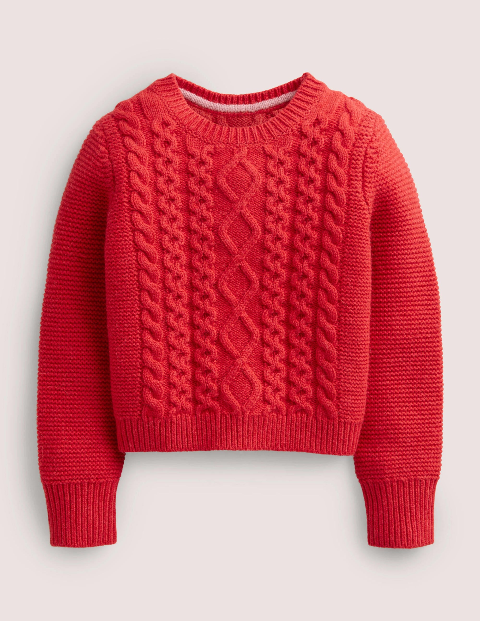 Cropped Cable Jumper-Rockabilly Red - Image 1