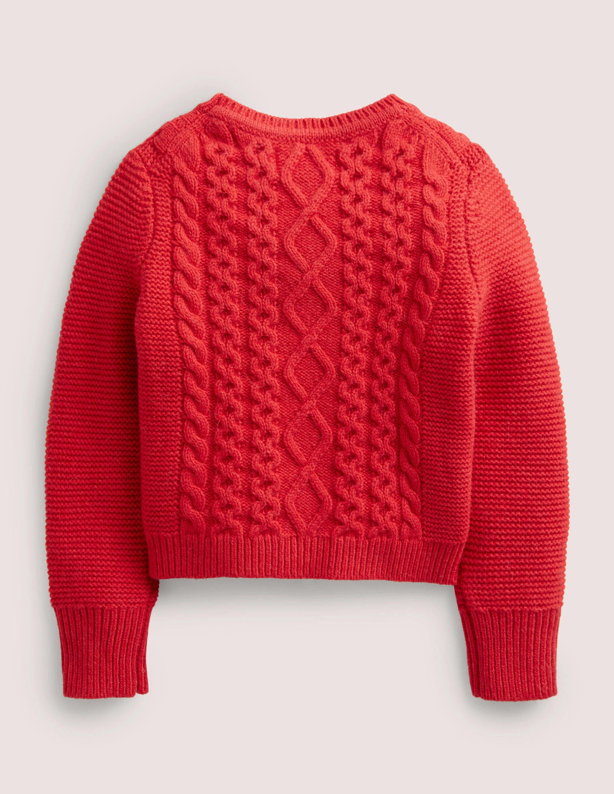 Cropped Cable Jumper-Rockabilly Red - Image 2