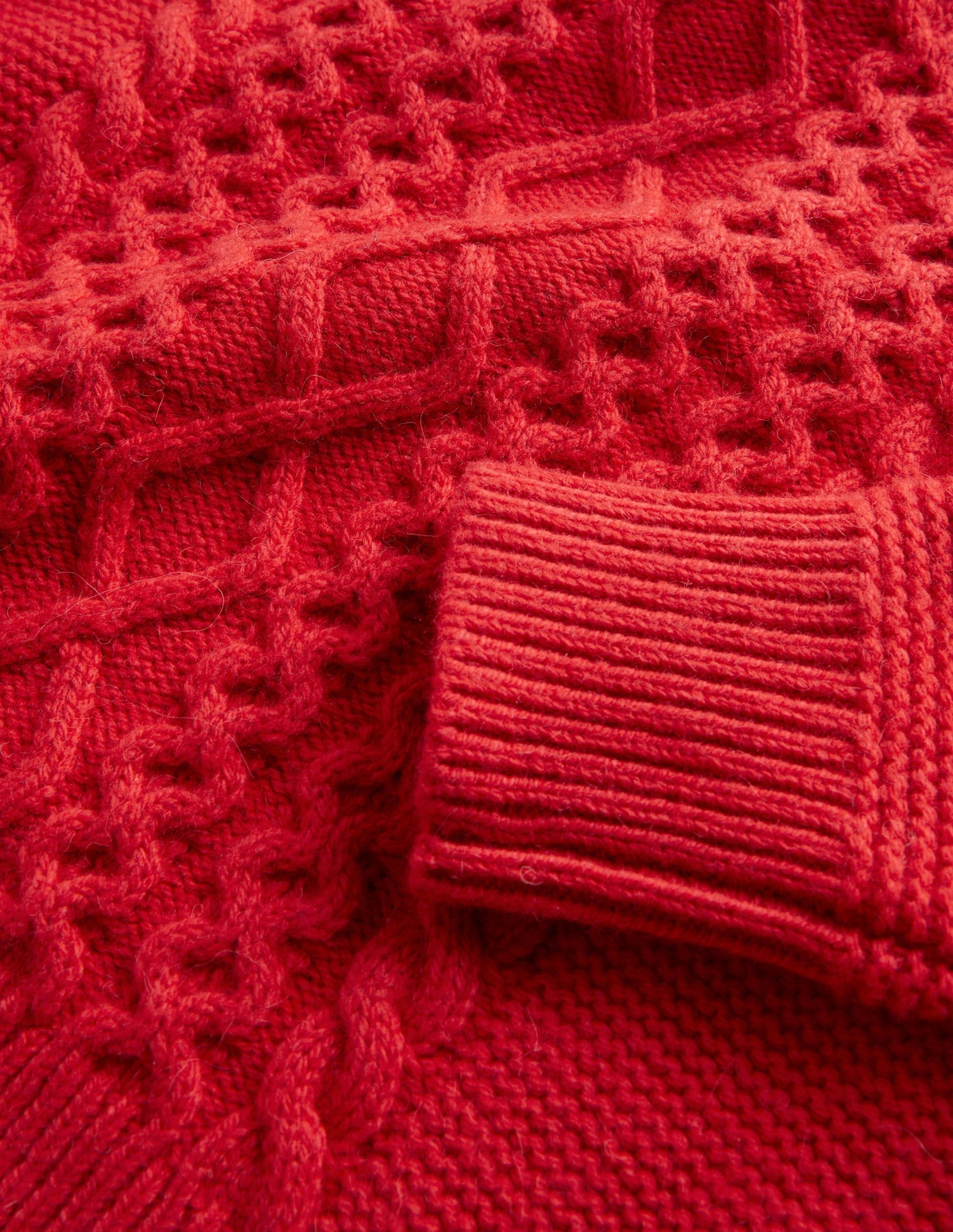 Cropped Cable Jumper-Rockabilly Red - Image 3