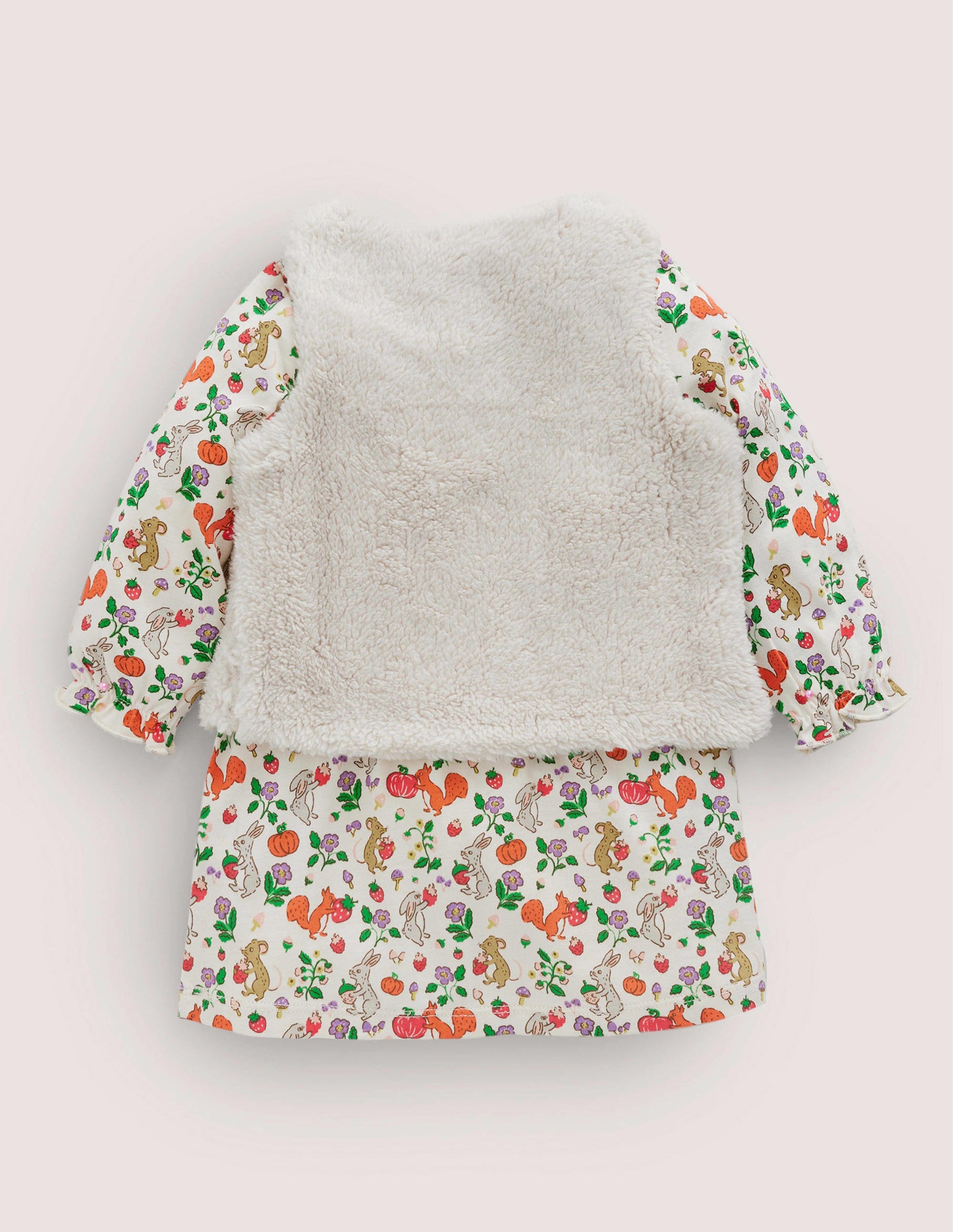 Dress and Gilet Set-Ivory Woodland Friends-2