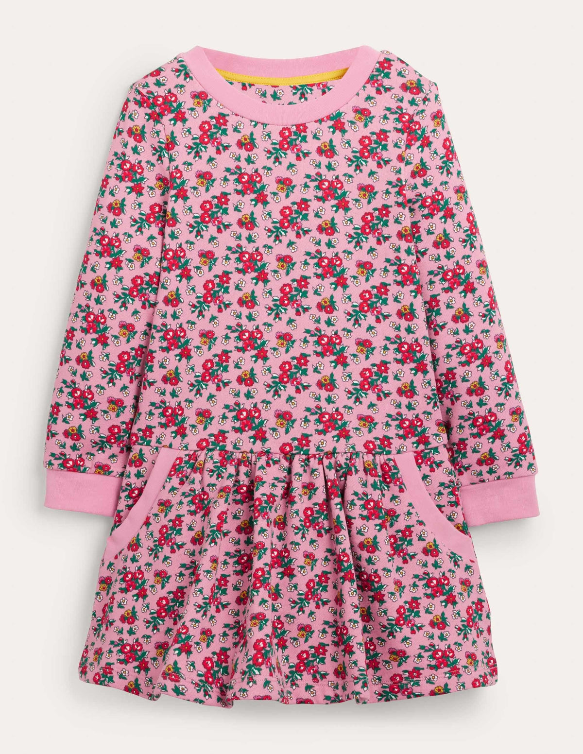 Cosy Printed Sweatshirt Dress-Formica Pink Floral - Image 1