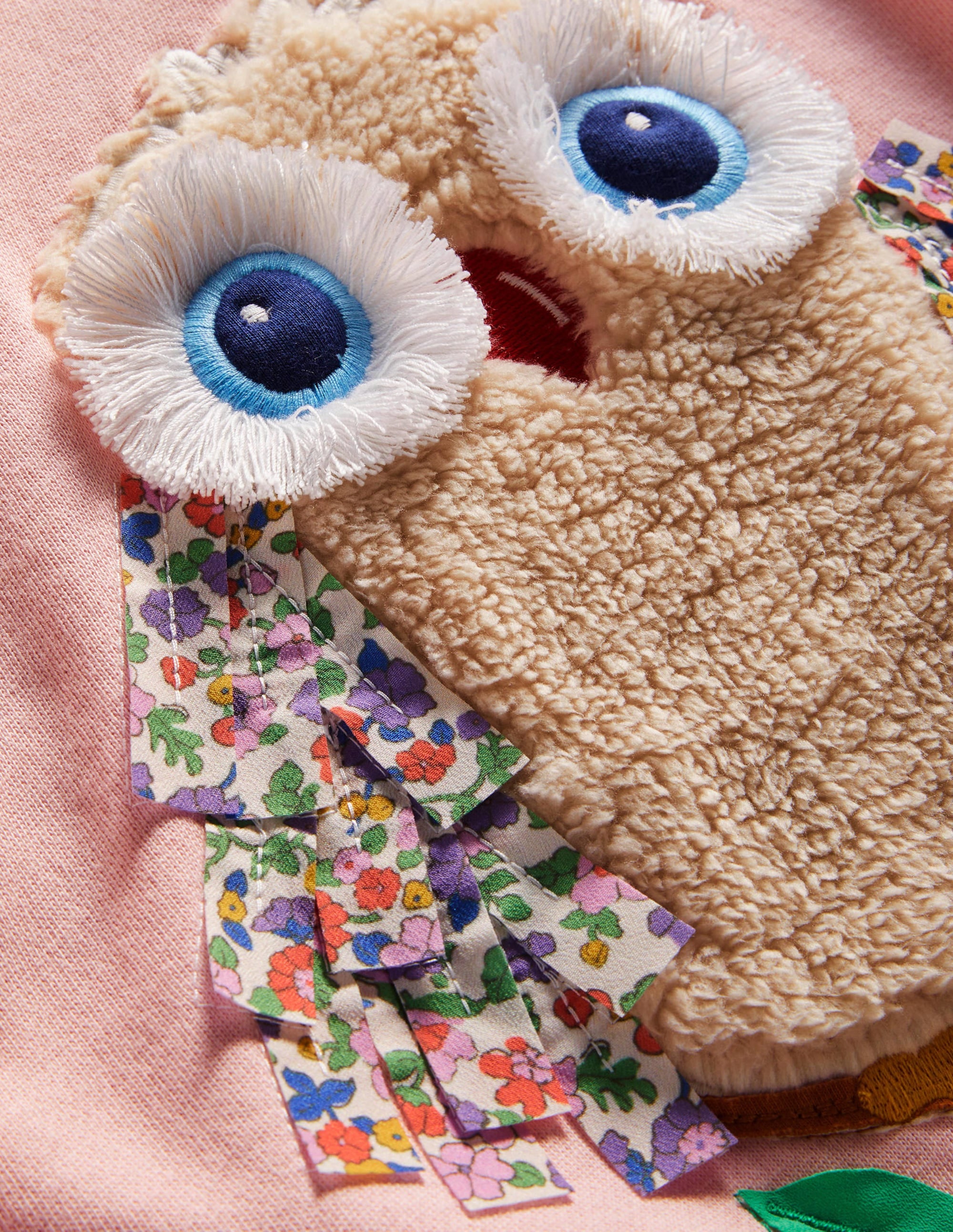 Cosy Appliqué Sweatshirt-Cameo Pink Owl - Image 3