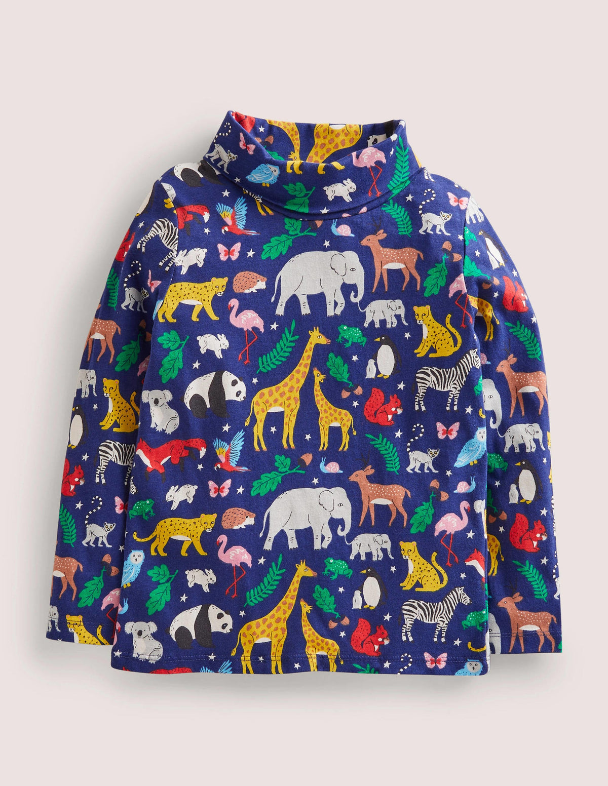 Roll Neck Supersoft T-shirt-Starboard Blue Global Animals - Image 1