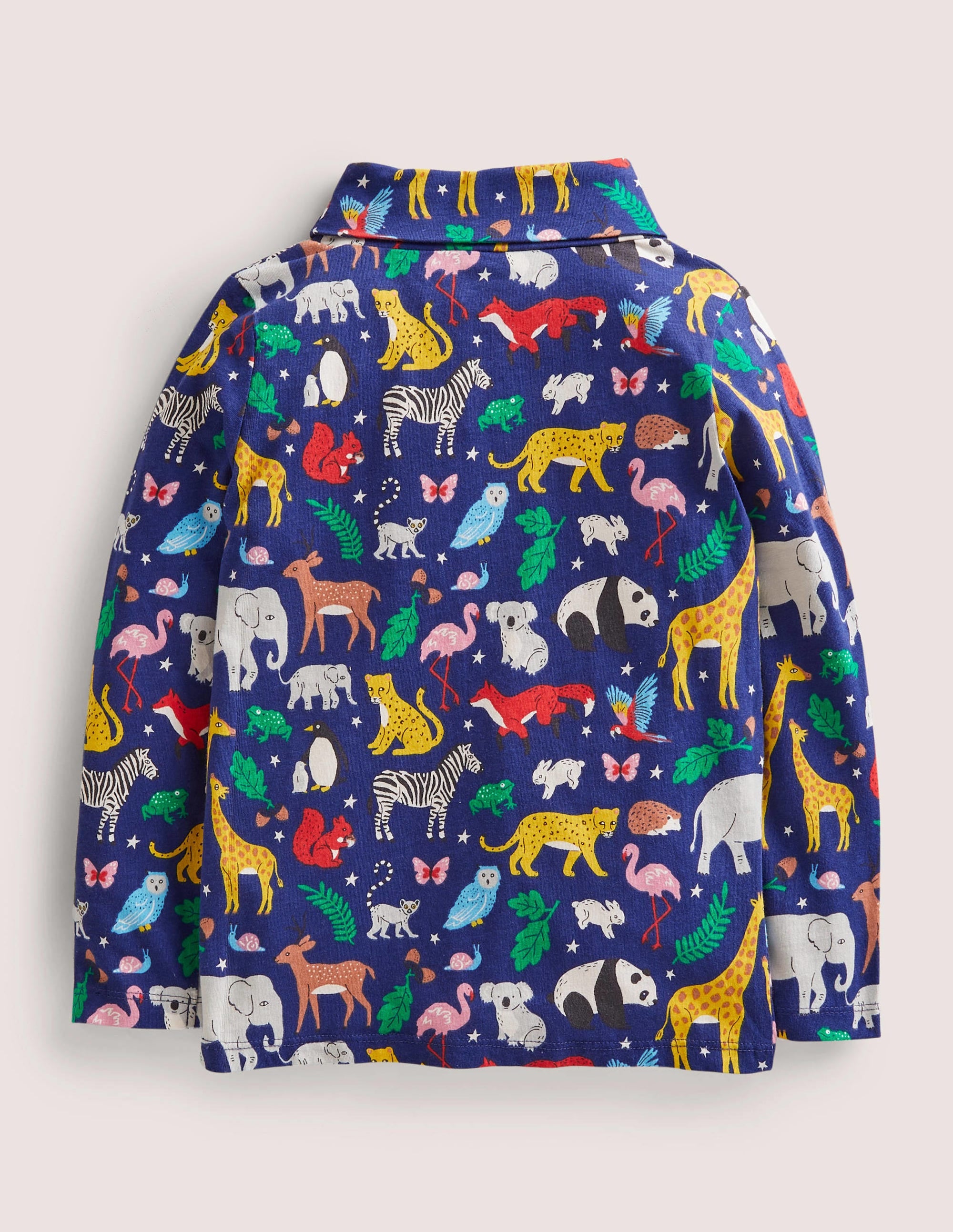 Roll Neck Supersoft T-shirt-Starboard Blue Global Animals - Image 2