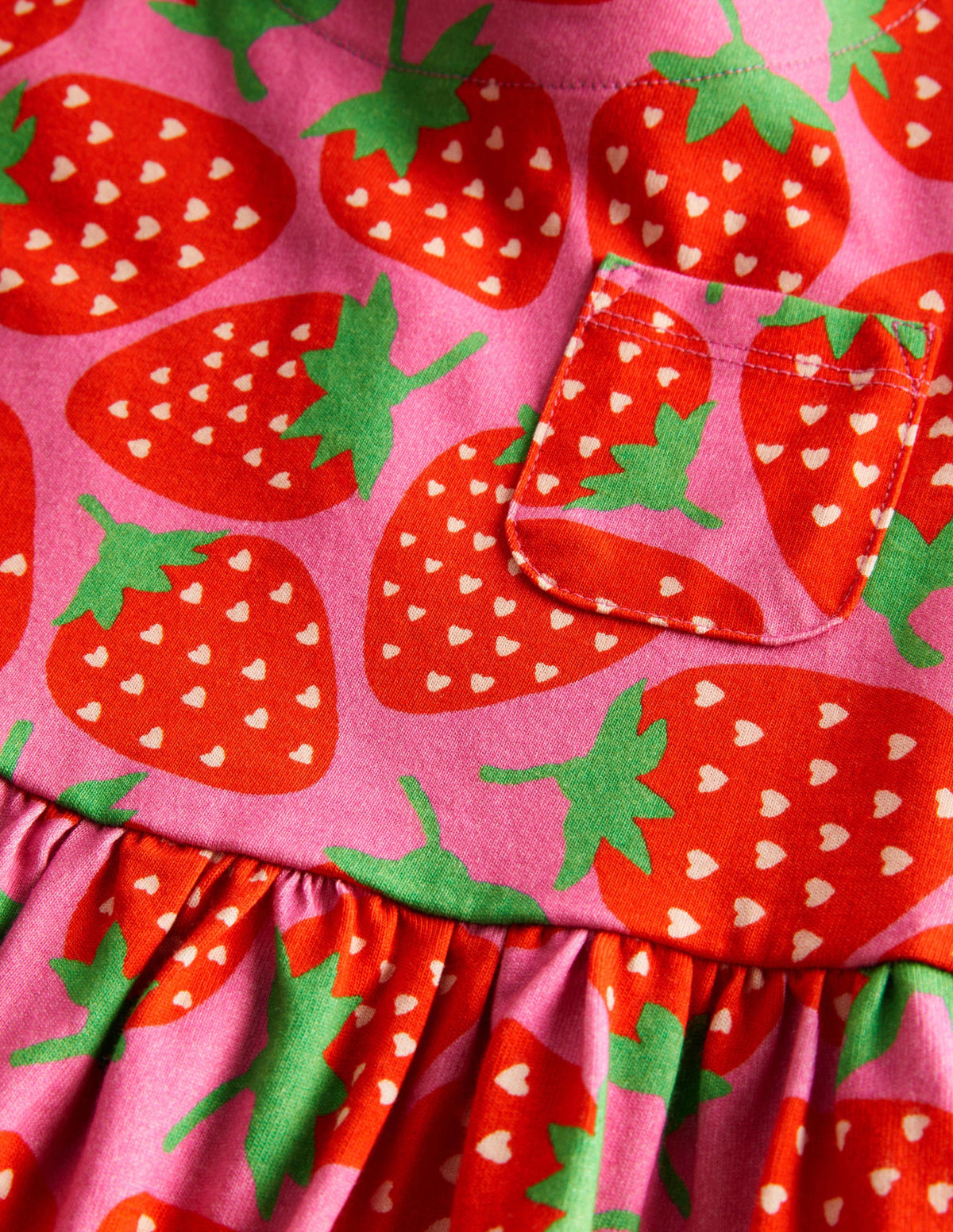 Short Sleeve Fun Jersey Dress-Tickled Pink Strawberries - Image 3