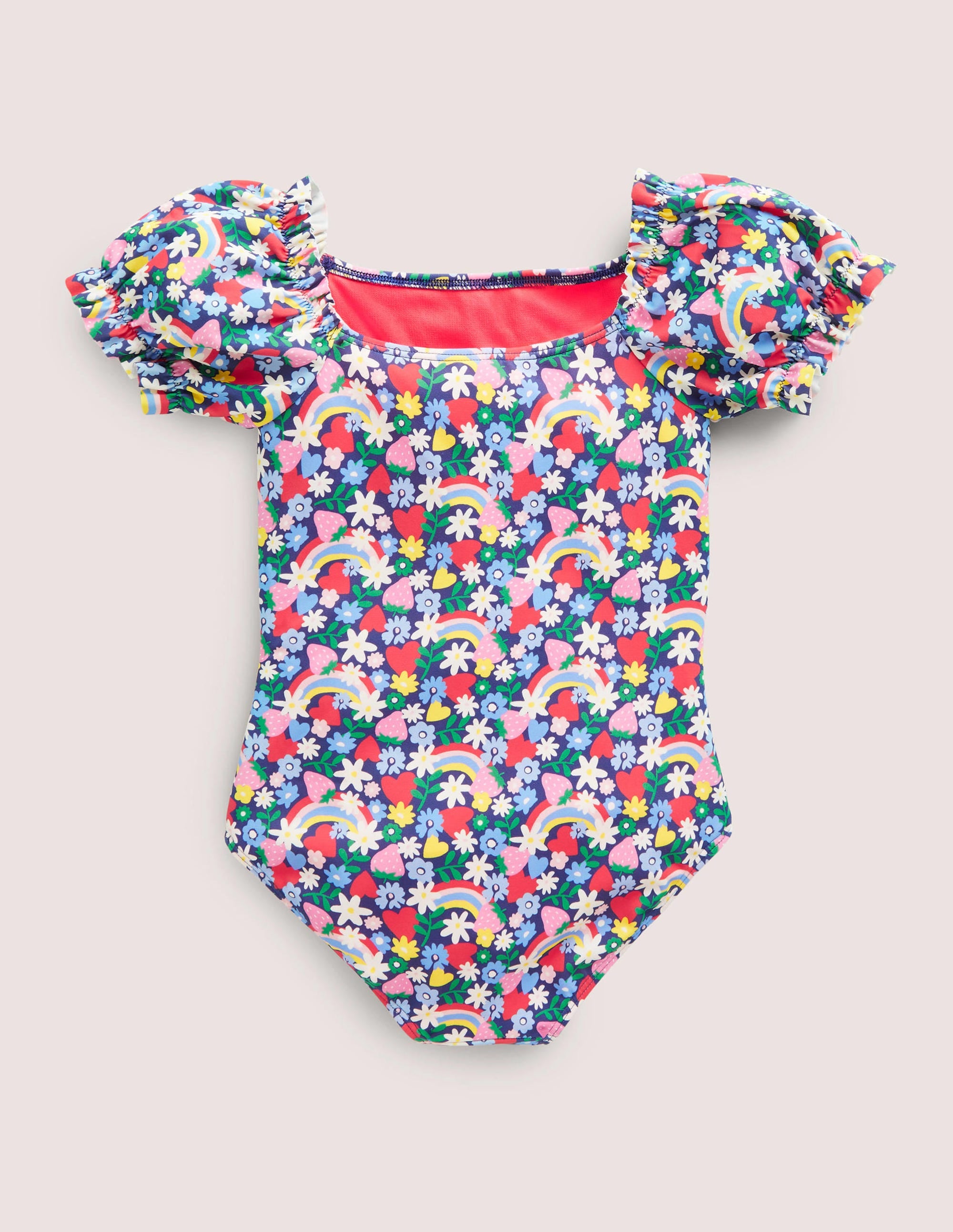 Puff Sleeve Printed Swimsuit-Starboard Rainbow Ditsy - Image 1