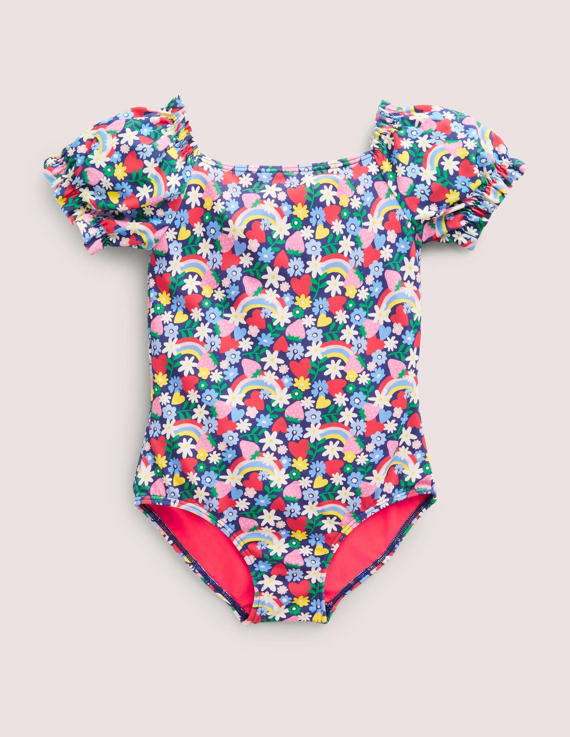 Puff Sleeve Printed Swimsuit-Starboard Rainbow Ditsy - Image 2