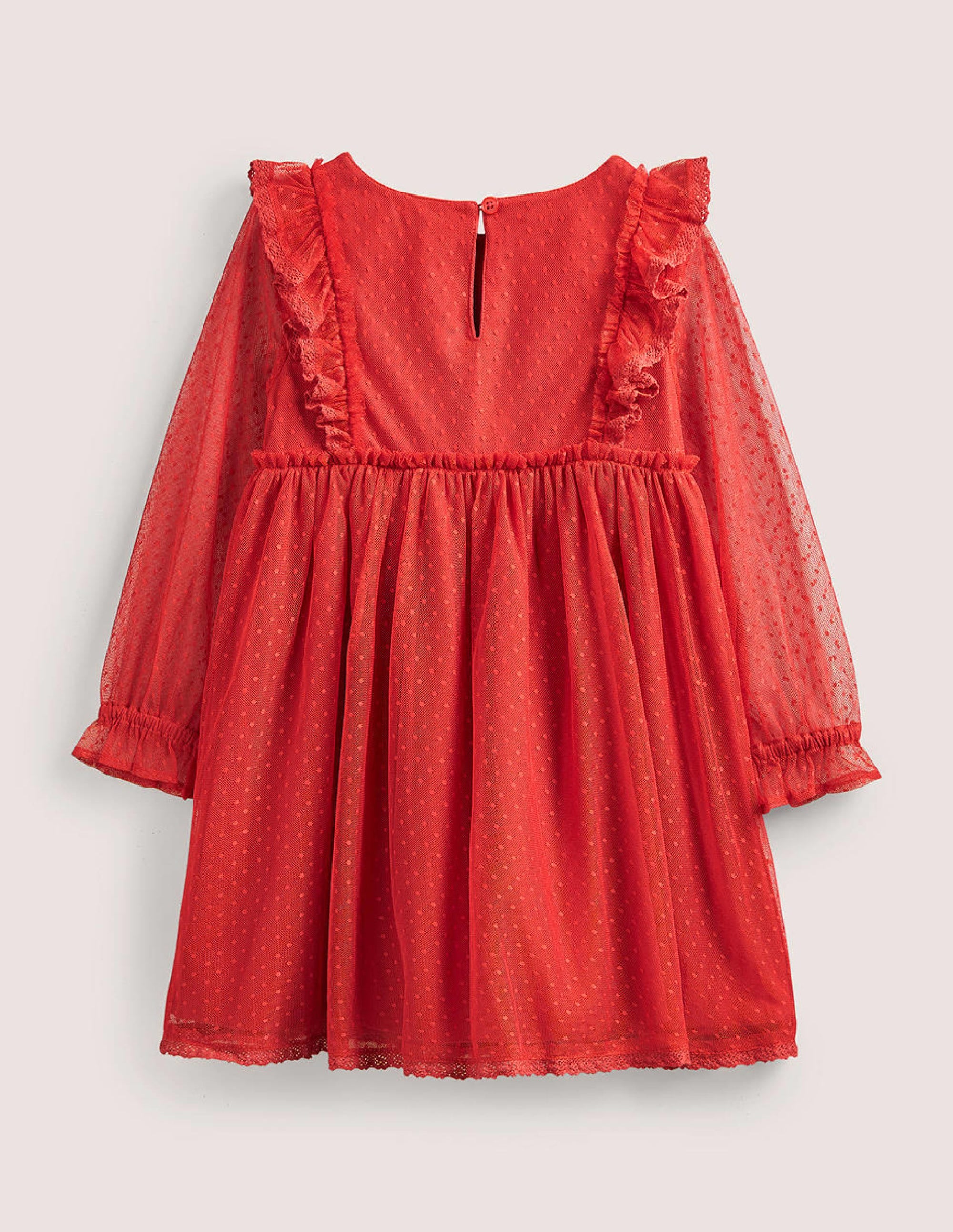 Long Sleeve Tulle Dress-Rockabilly Red Flowers - Image 2