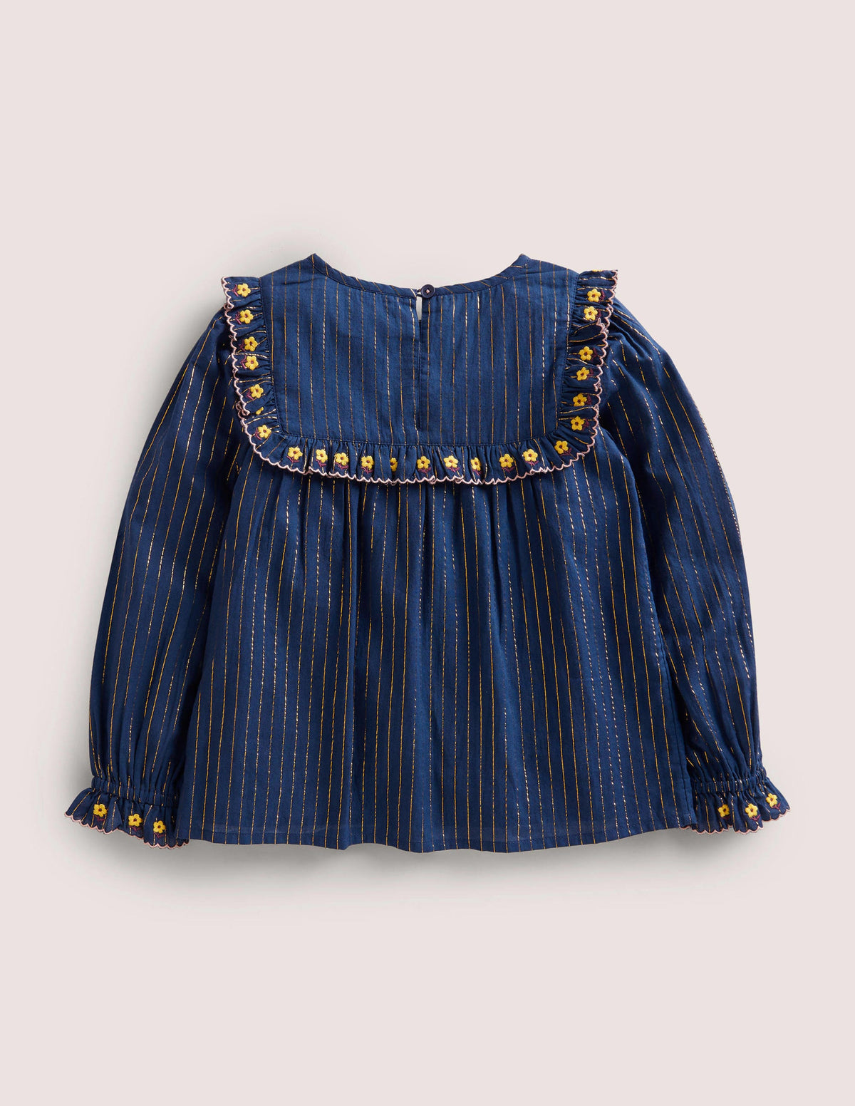 Frill Embroidered Woven Top-College Navy Floral-2