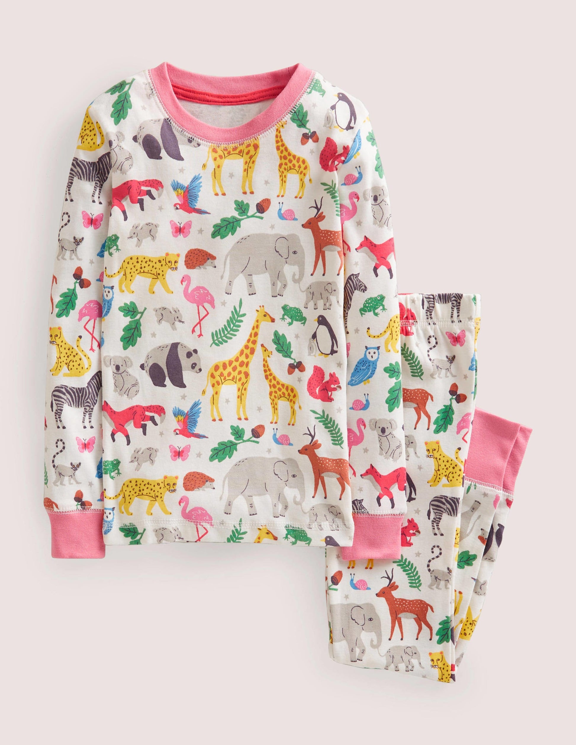 Snug Long John Pajamas-Multi Global Animals-1