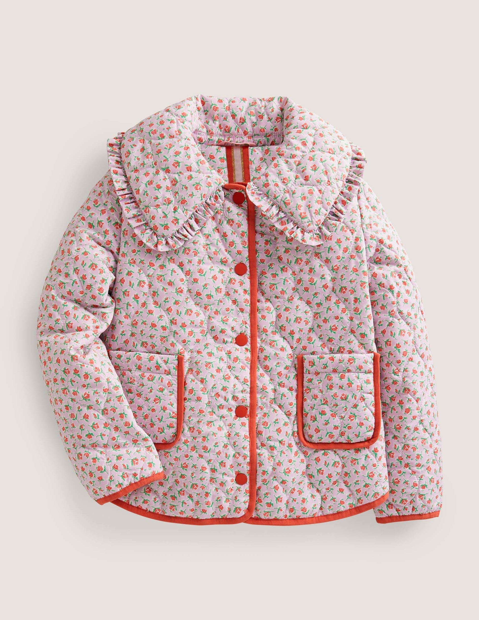 Quilted Collar Jacket-Lilac Pink Vintage Floral-1