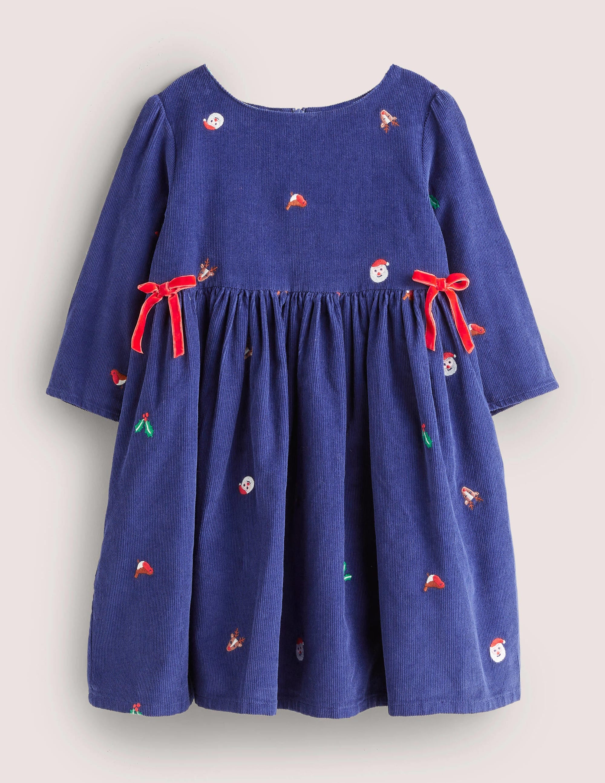 Navy Cord Christmas Party Dress-Starboard Blue Festive - Image 1
