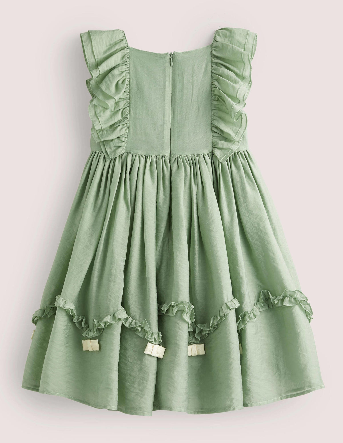 Green Organza Bow Party Dress-Csarite Green Gold Bows-2