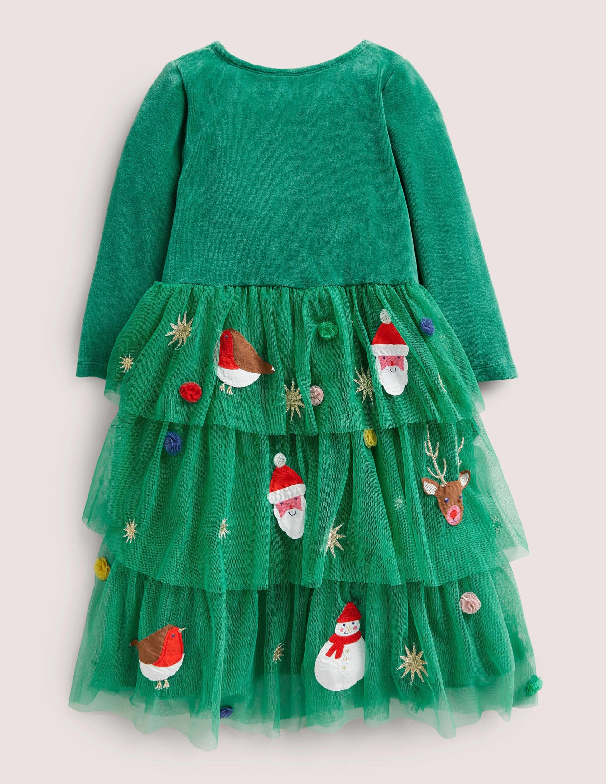 Green Tiered Tulle Christmas Party Dress-Shady Glade Green Christmas-2