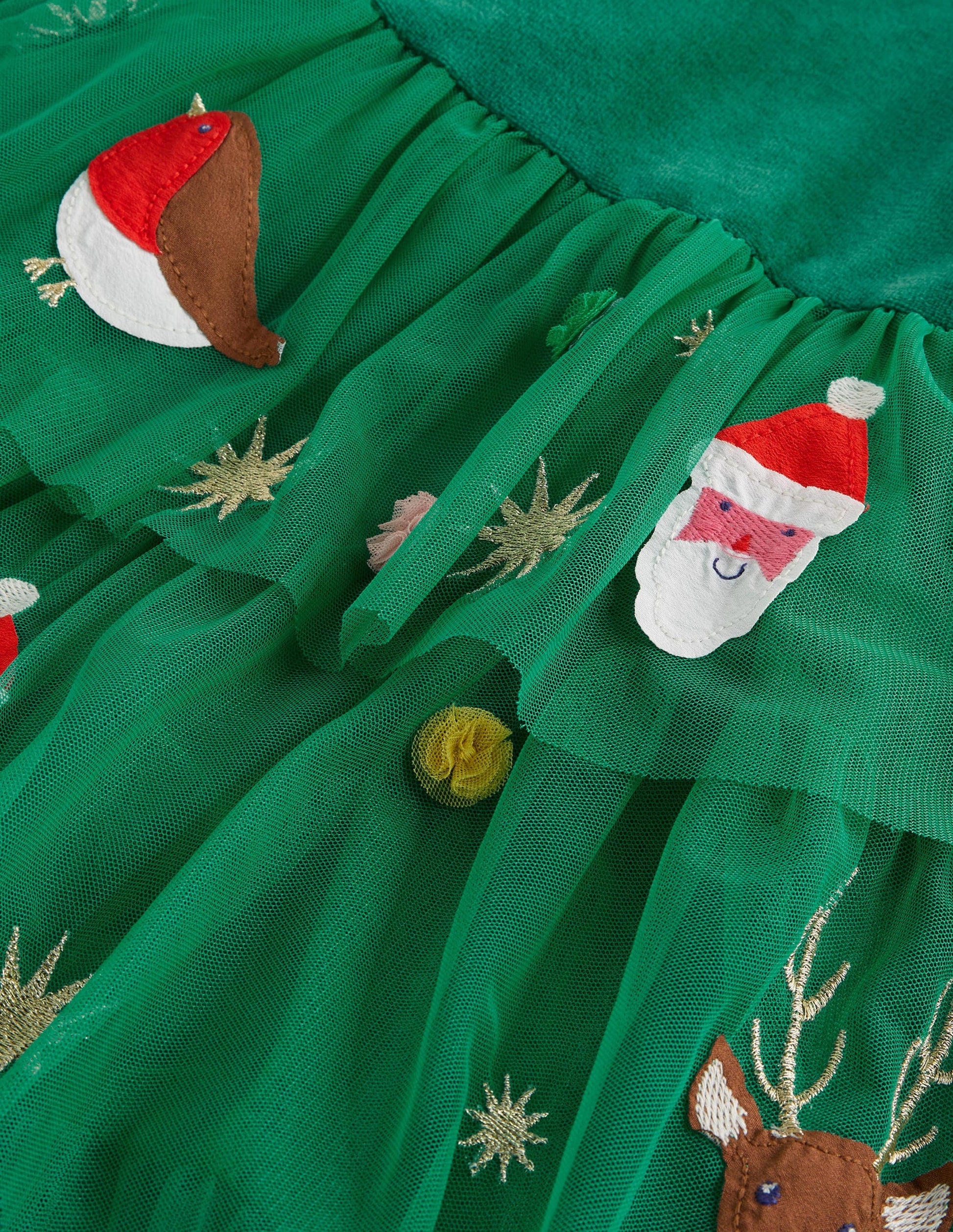 Green Tiered Tulle Christmas Party Dress-Shady Glade Green Christmas-3