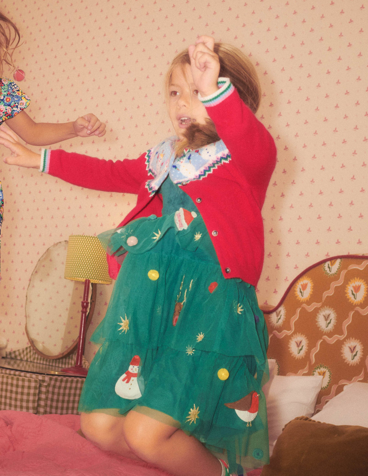 Green Tiered Tulle Christmas Party Dress-Shady Glade Green Christmas - Image 5