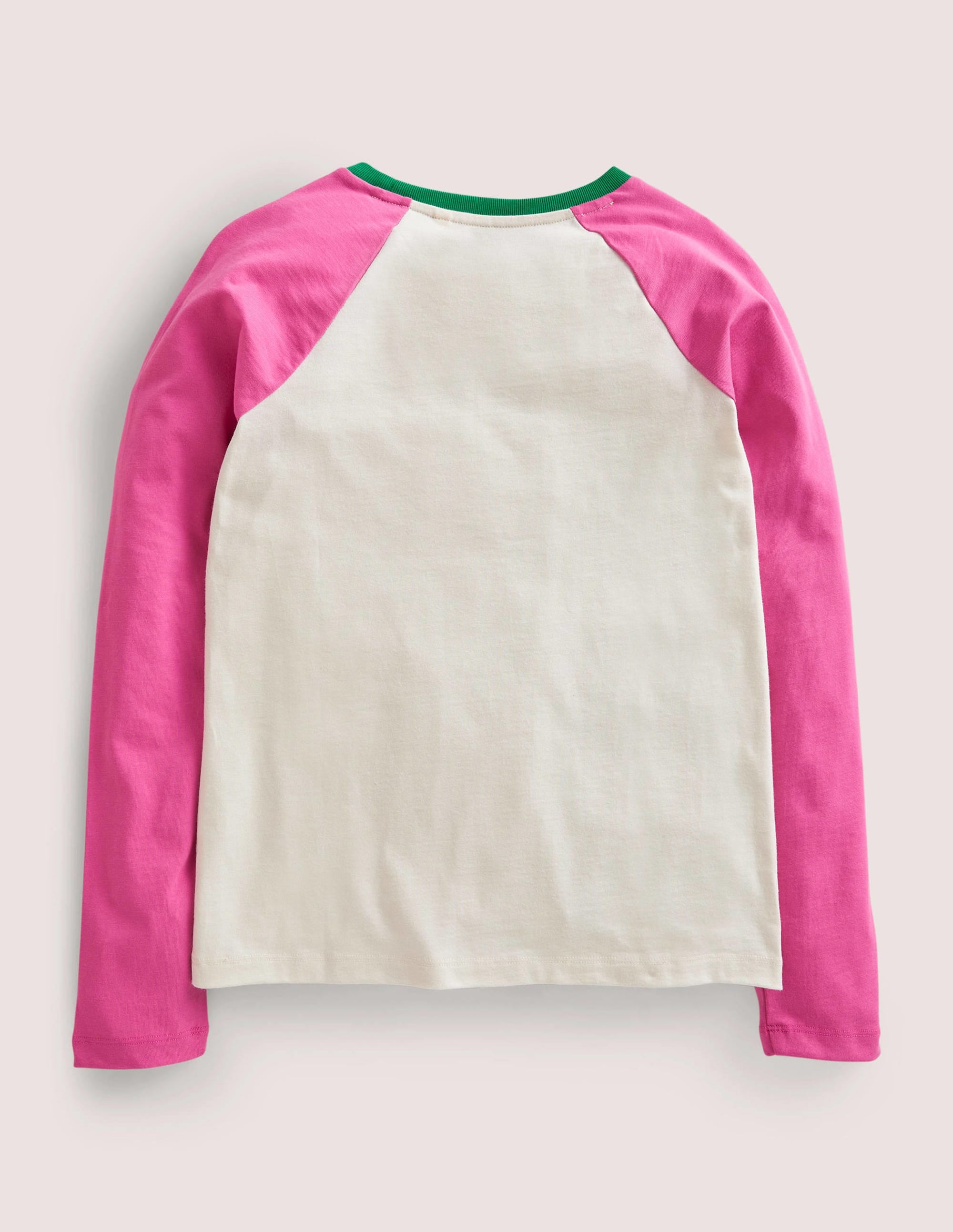 Raglan Festive Printed T-shirt-Strawberry Pink/Ivory - Image 2