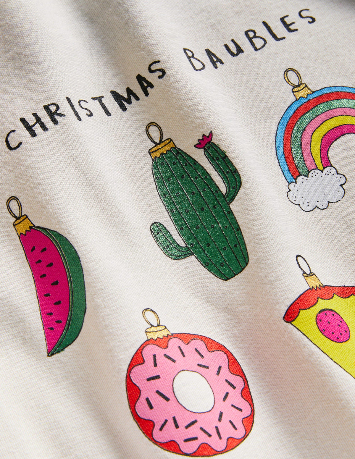 Raglan Festive Printed T-shirt-Strawberry Pink/Ivory - Image 3
