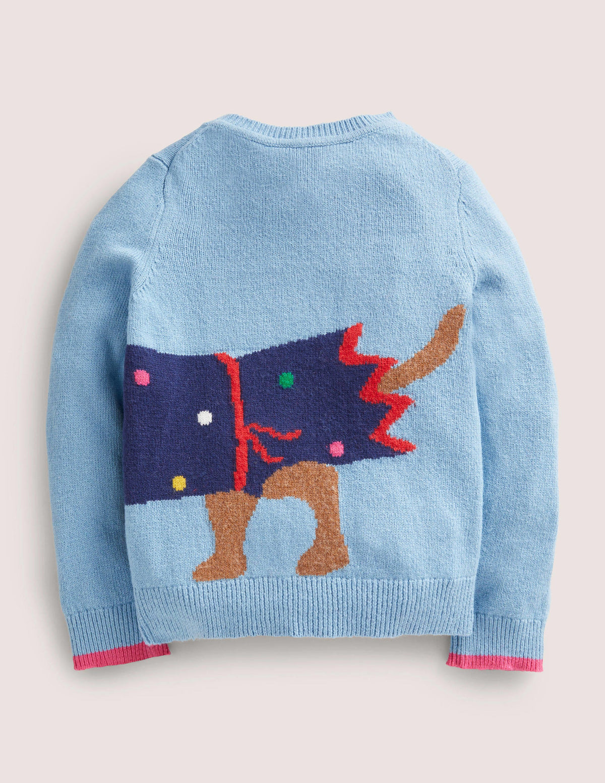 Blue Festive Dog Print Christmas Sweater-Dusty Blue Dog Cracker-2