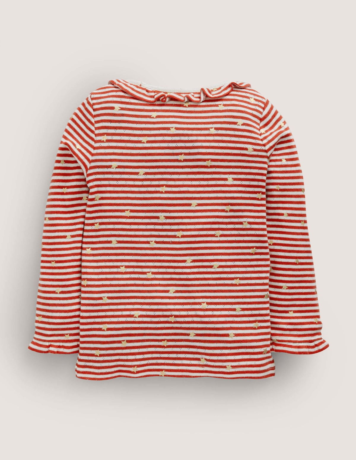 Sparkly Ruffle Pointelle Top-Rockabilly Red/Ivory - Image 2
