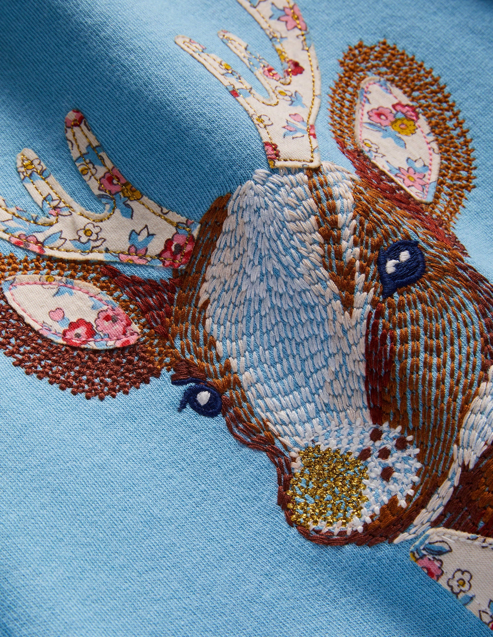 Blue Reindeer Embroidered Sweatshirt-Dusty Blue Reindeer - Image 3
