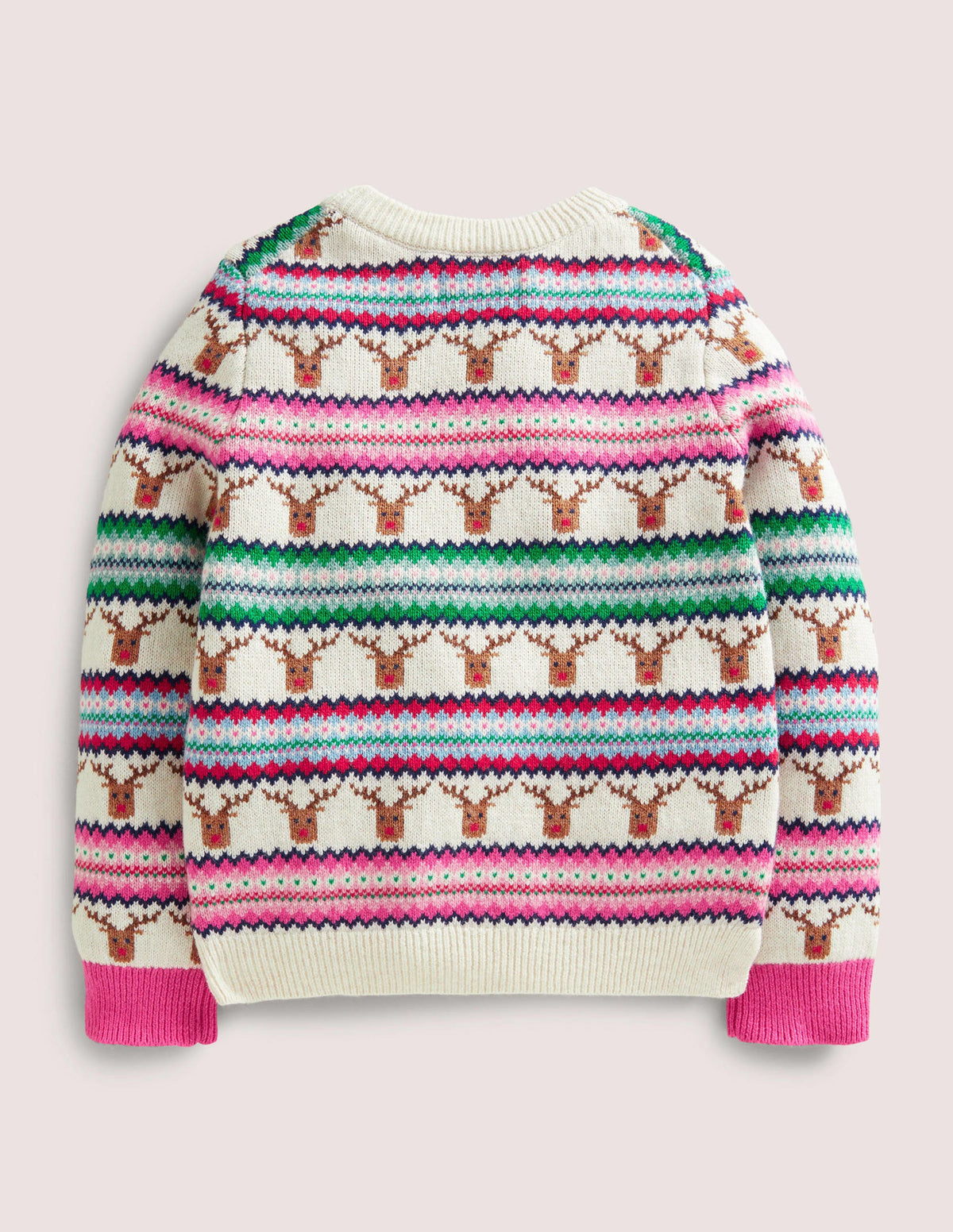 Reindeer Fair Isle Christmas Sweater-Multi Stripe Reindeer - Image 2