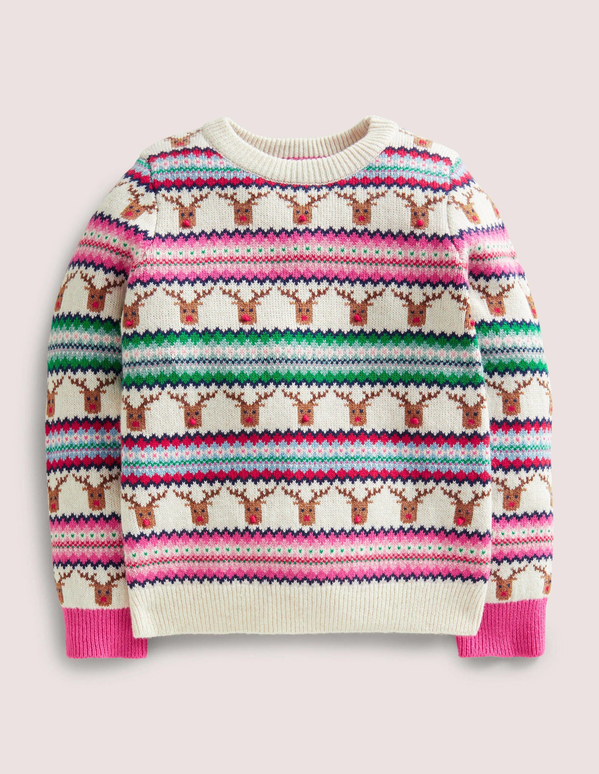 Reindeer Fair Isle Christmas Sweater-Multi Stripe Reindeer-1