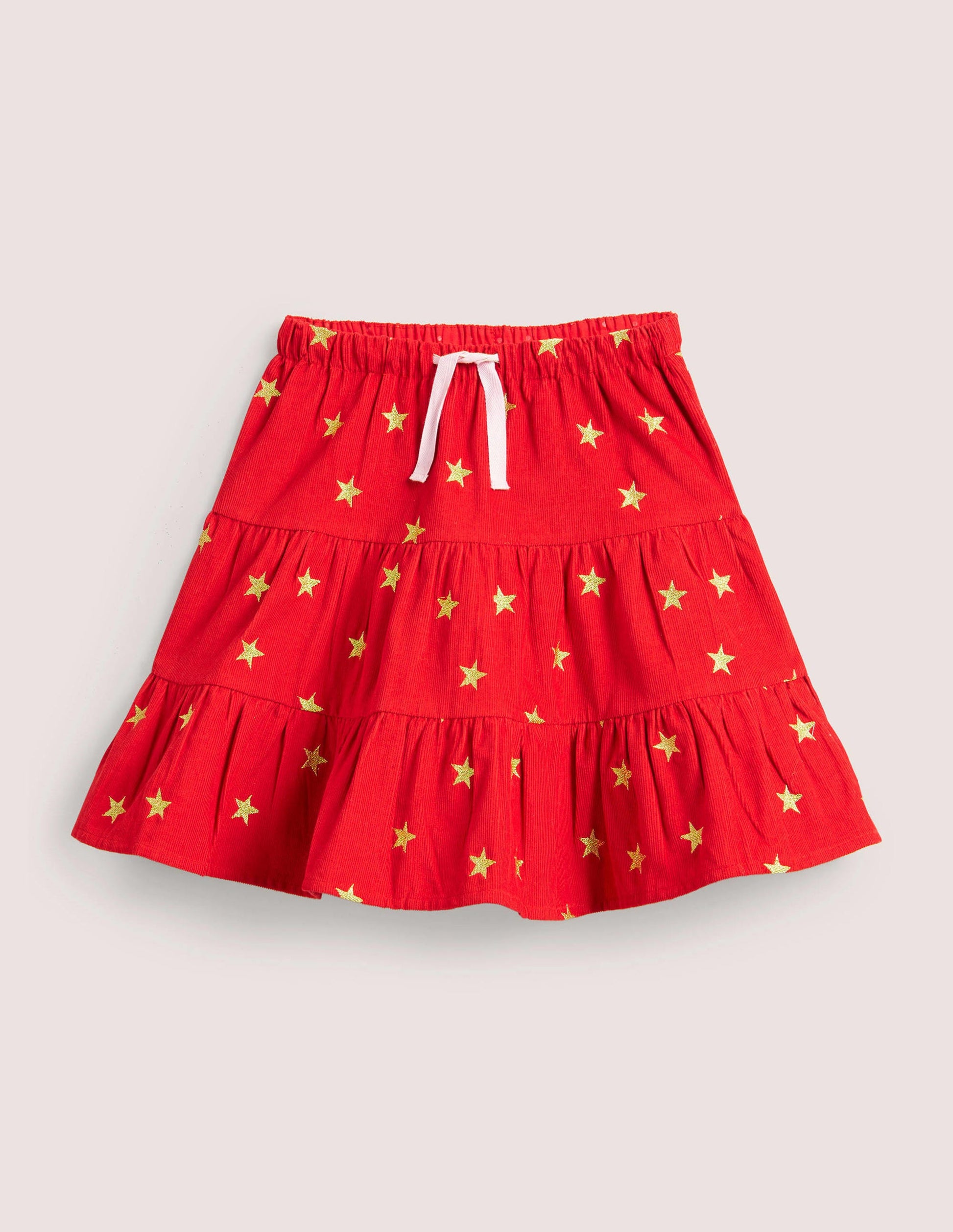 Embroidered Twirly Midi Skirt-Rockabilly Red-1