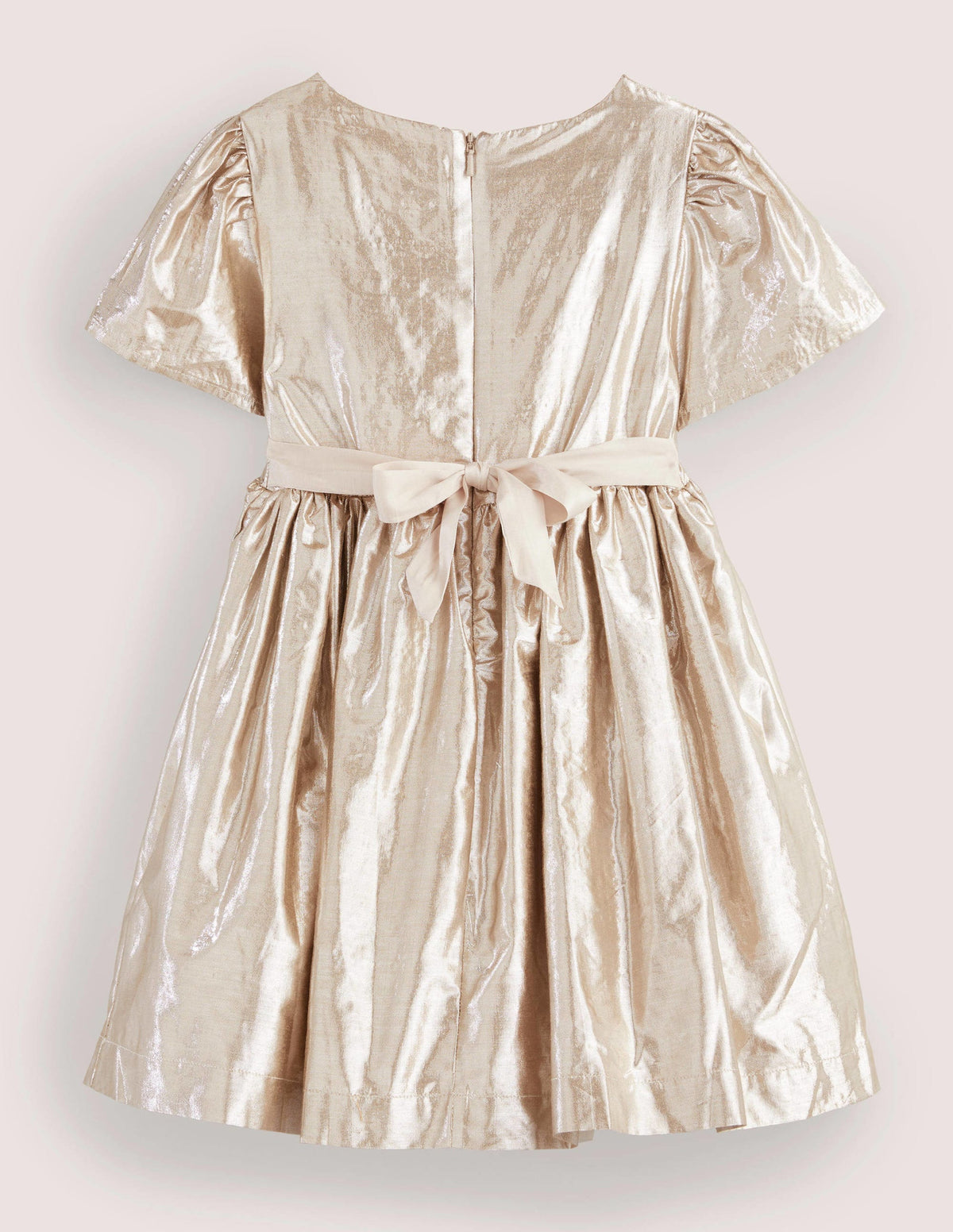 Metallic Gold Bow Party Dress-Gold Metallic - Image 2