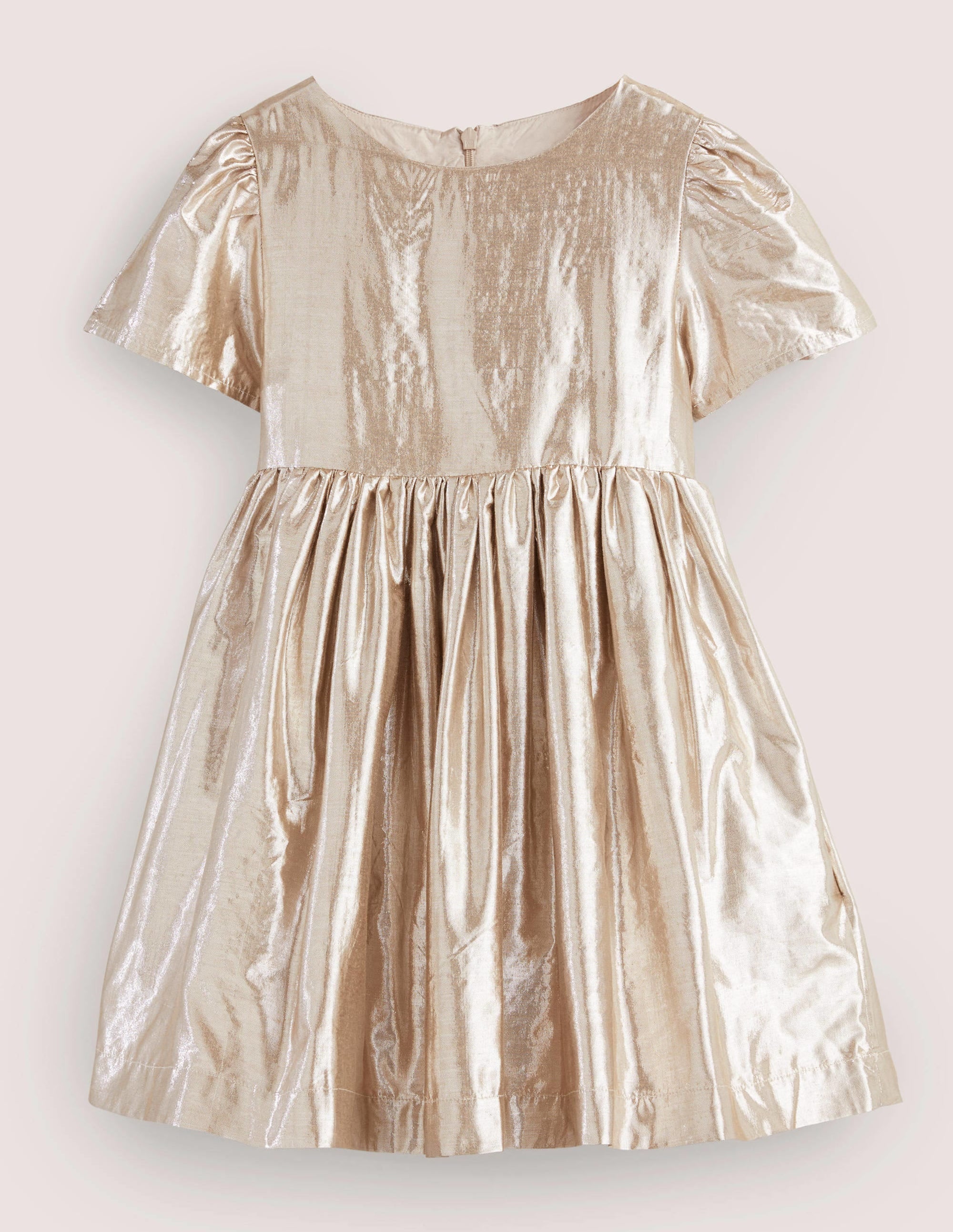 Metallic Gold Bow Party Dress-Gold Metallic - Image 1