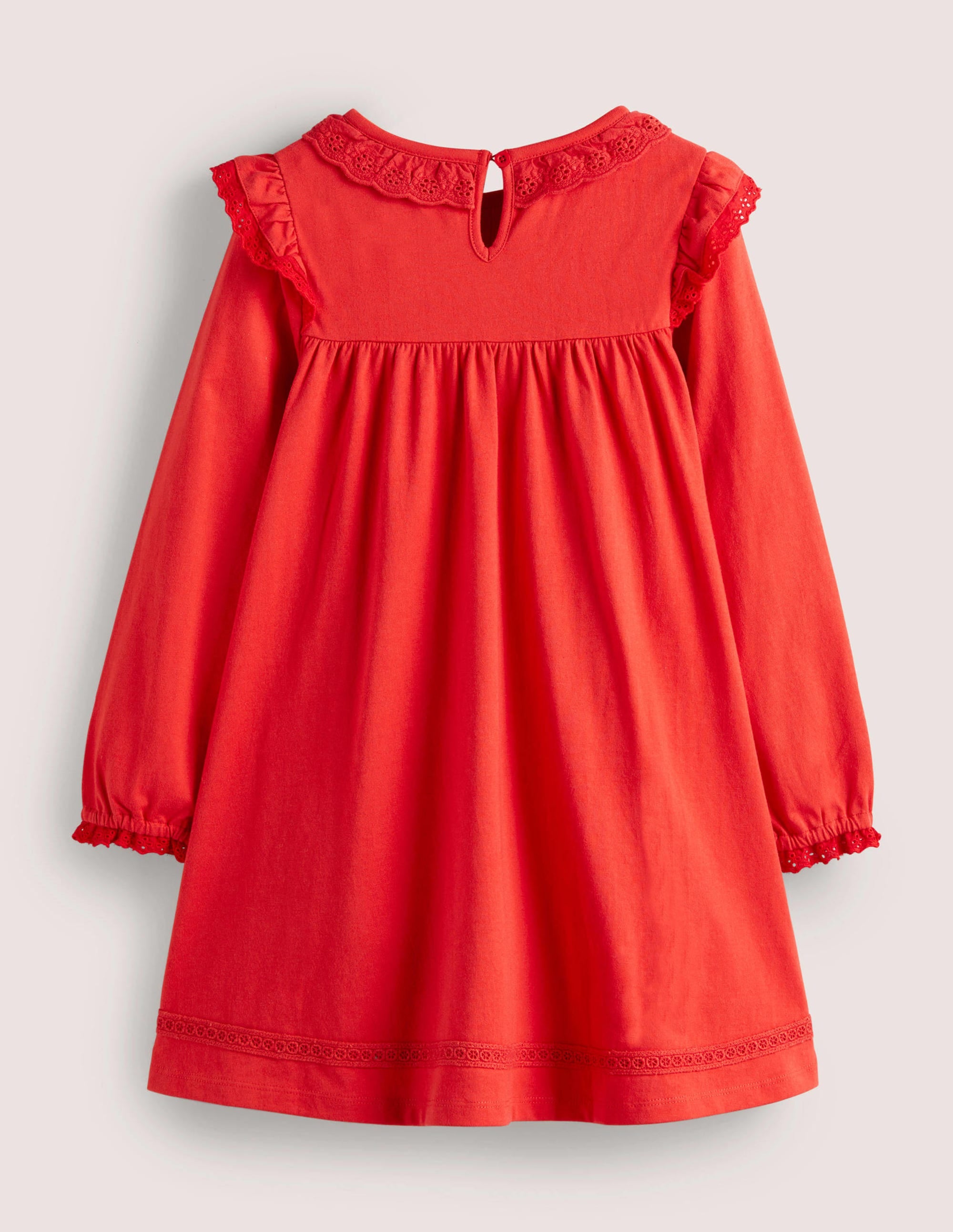 Broderie Frill Dress-Rockabilly Red - Image 2