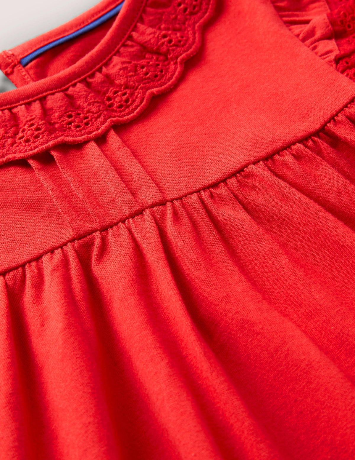Broderie Frill Dress-Rockabilly Red - Image 3