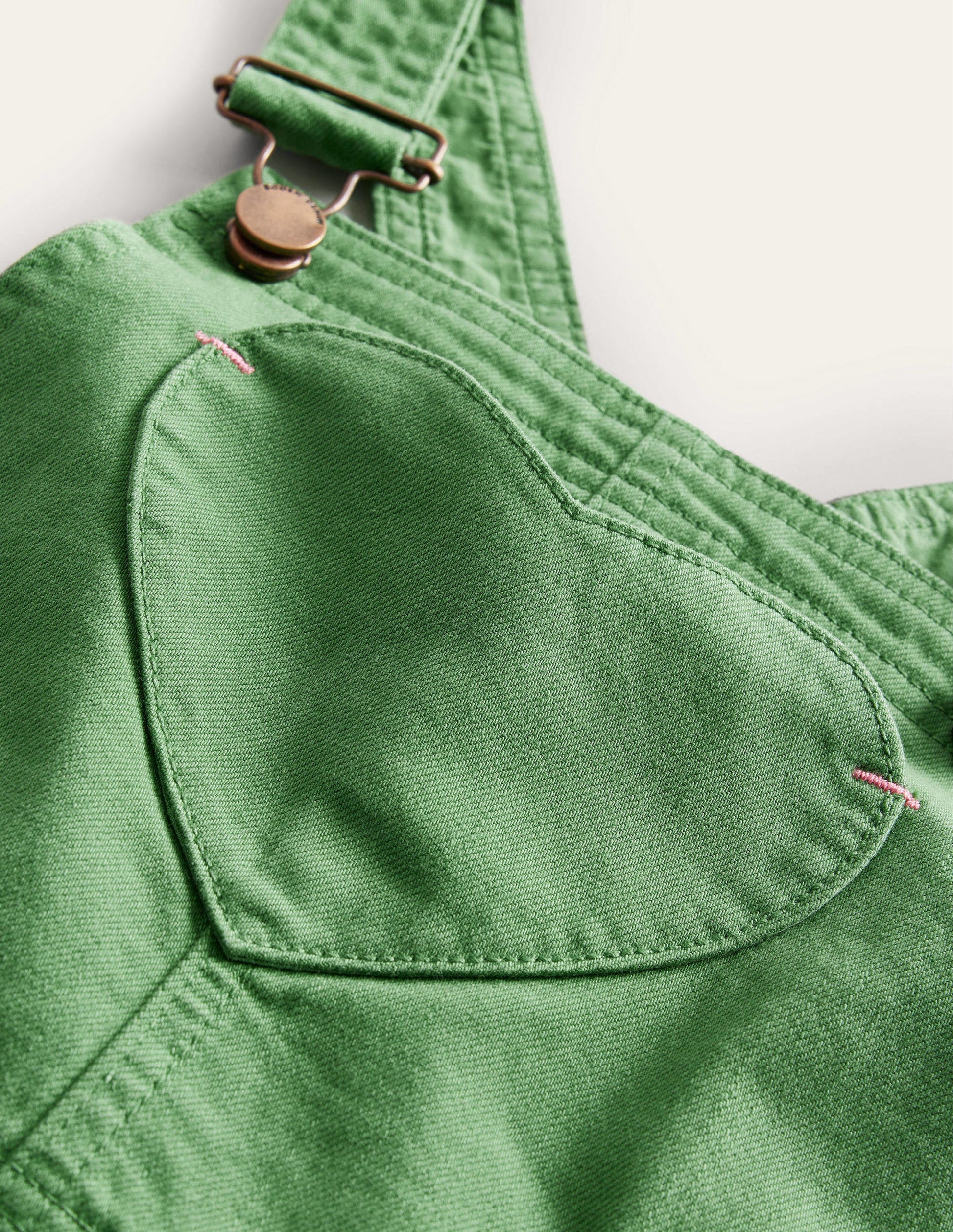 Heart Pocket Short Overalls-Safari Green-3