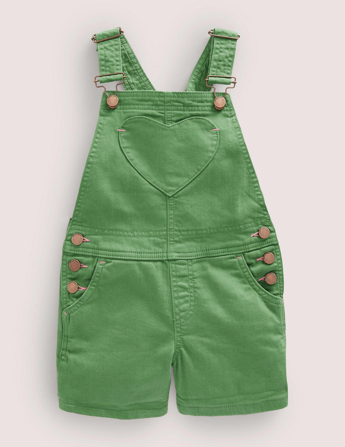 Heart Pocket Short Overalls-Safari Green - Image 1